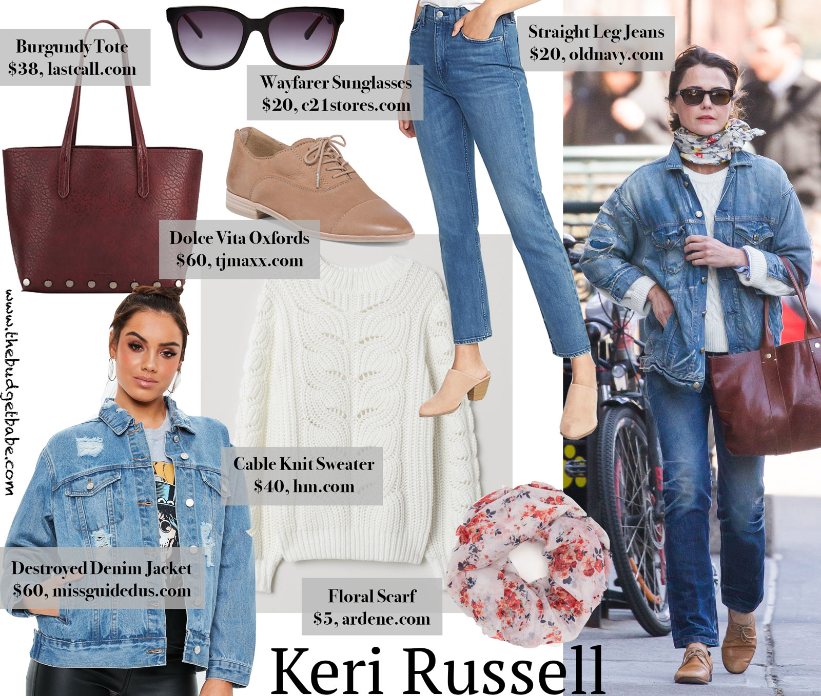 Keri Russell's Denim Jacket and Oxfords Look for Less