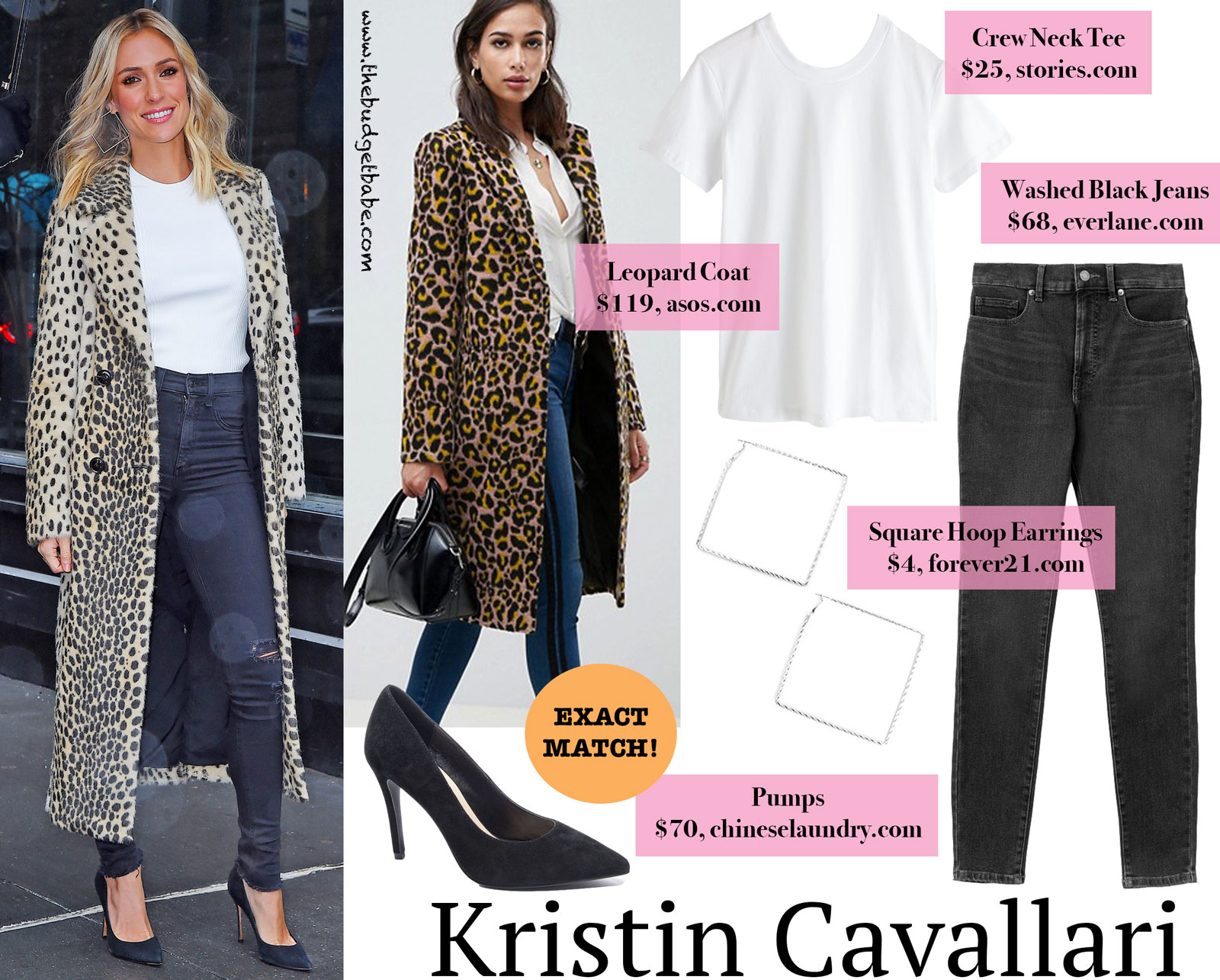 Kristin Cavallari Leopard Coat and Square Earrings Look for Less
