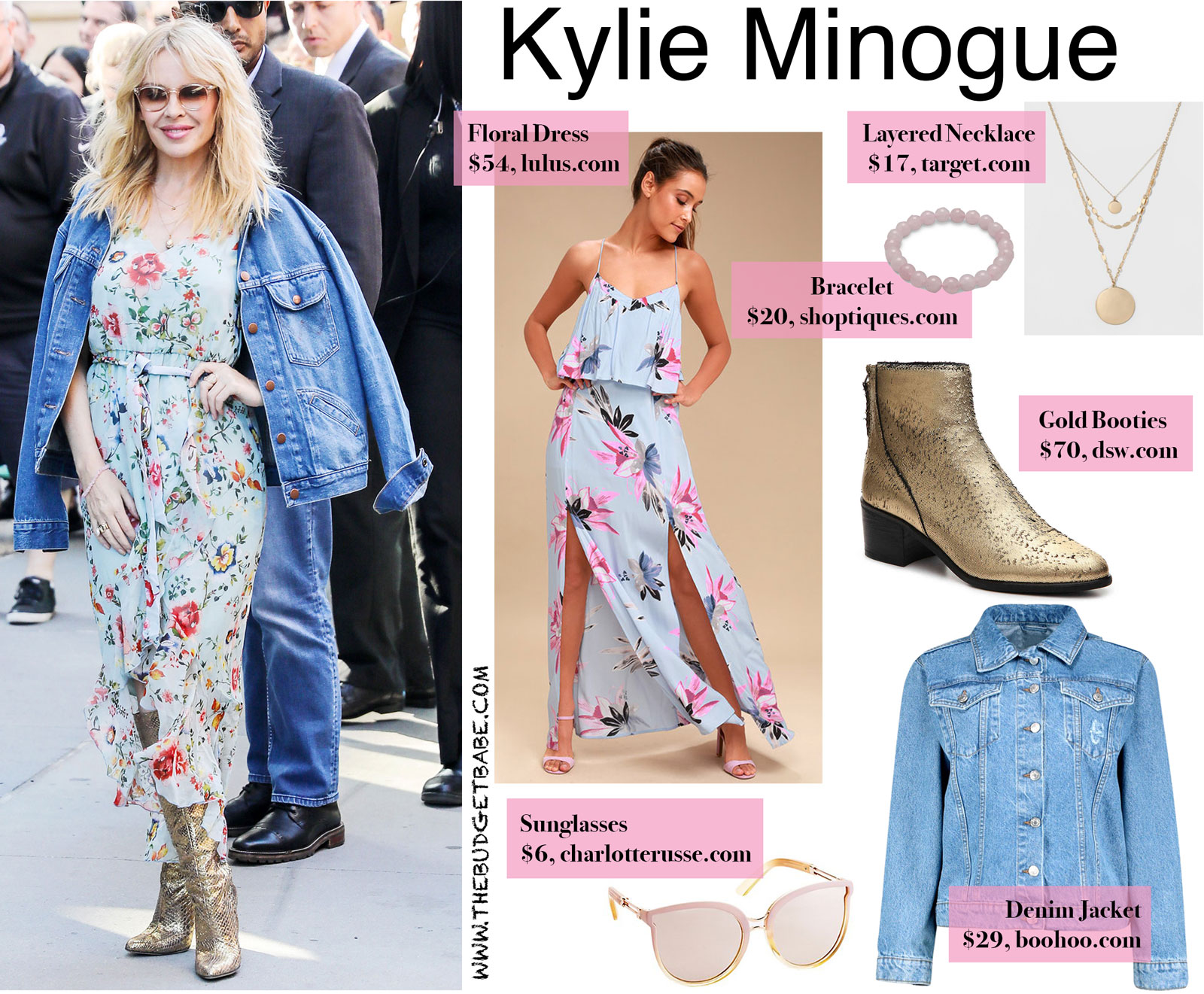 Kylie Minogue's Floral Dress and Gold Boots Look for Less