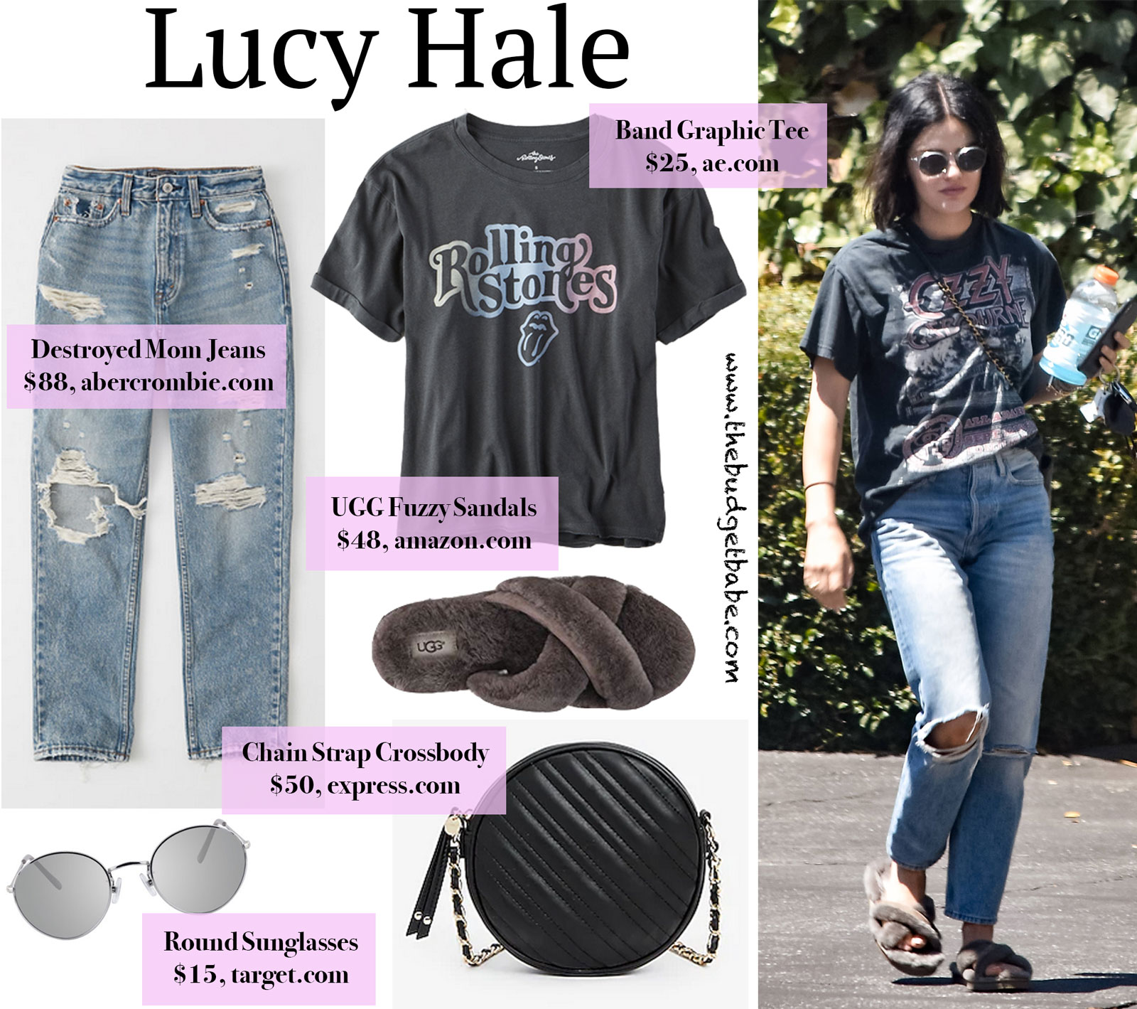 Lucy Hale Ozzy Tee and Fuzzy Slippers Look for Less