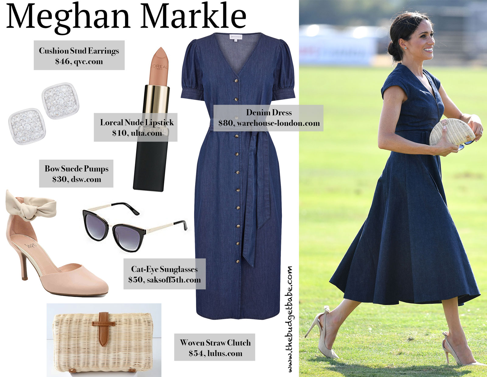 Meghan Markle's Denim Dress and Bow Suede Heels Look for Less