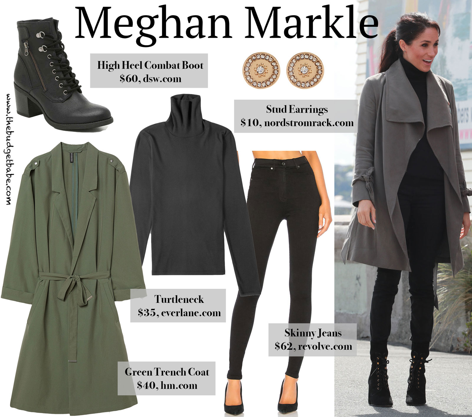 Meghan Markle Green Trench Look for Less