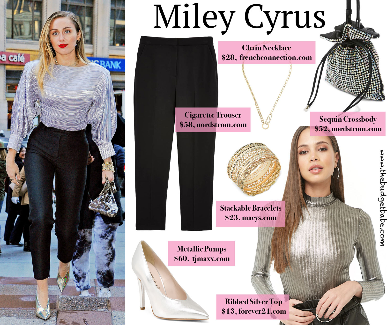 Miley Cyrus Loui Vuitton Silver Top Look for Less