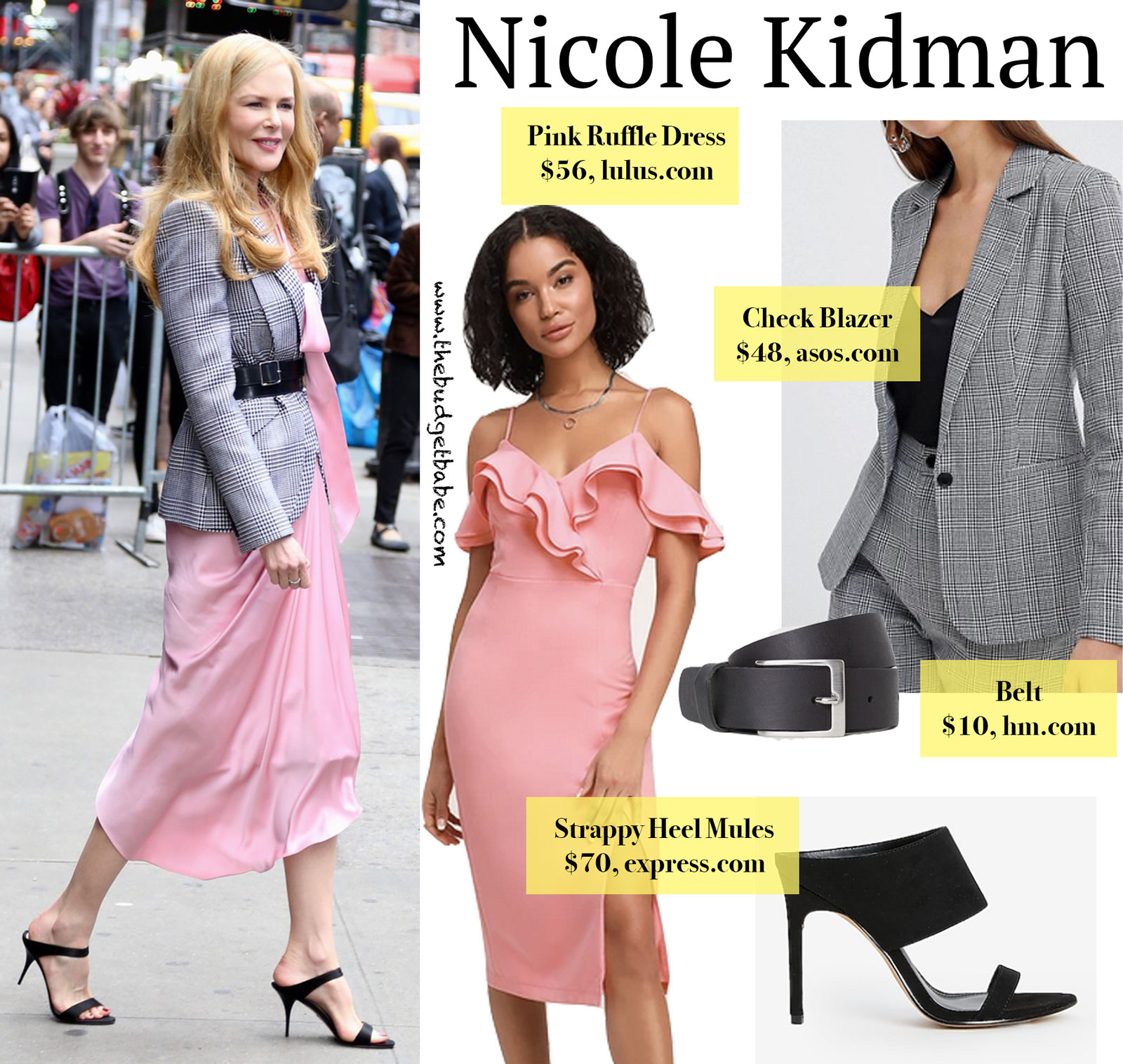 Nicole Kidman Pink Ruffle Dress Look for Less