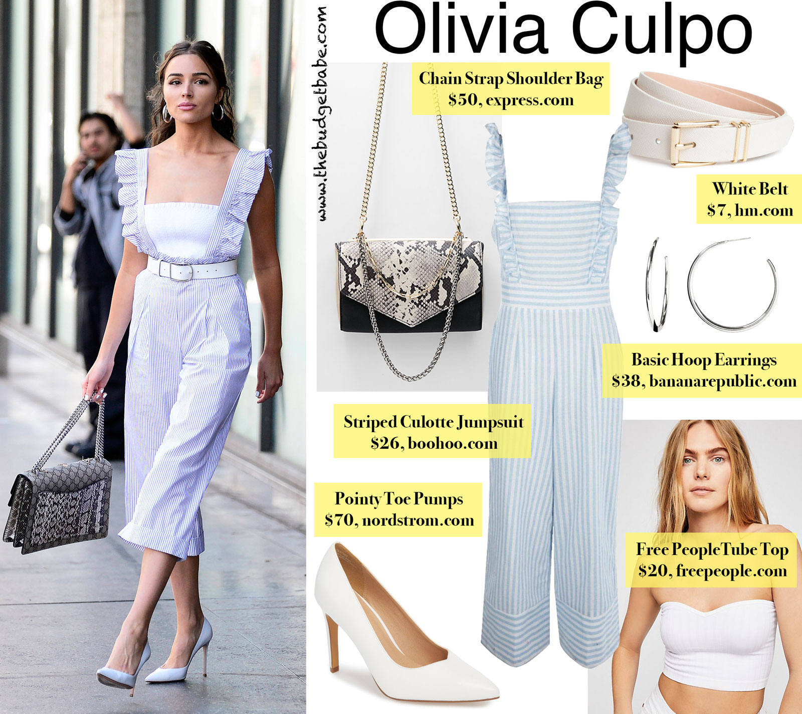 Olivia Culpo Striped Jumpsuit Look for Less