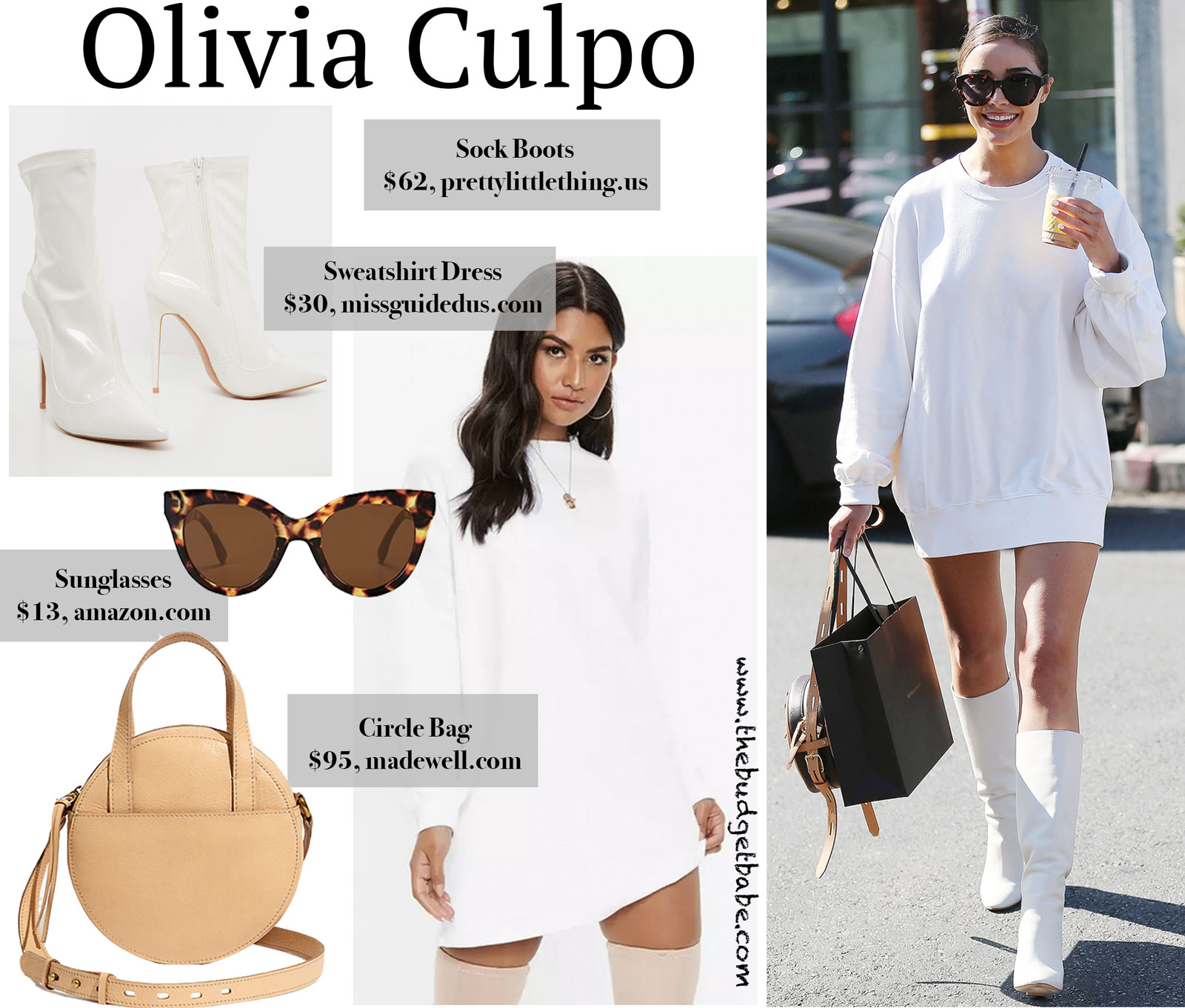Olivia Culpo White Sweatshirt Dress Look for Less