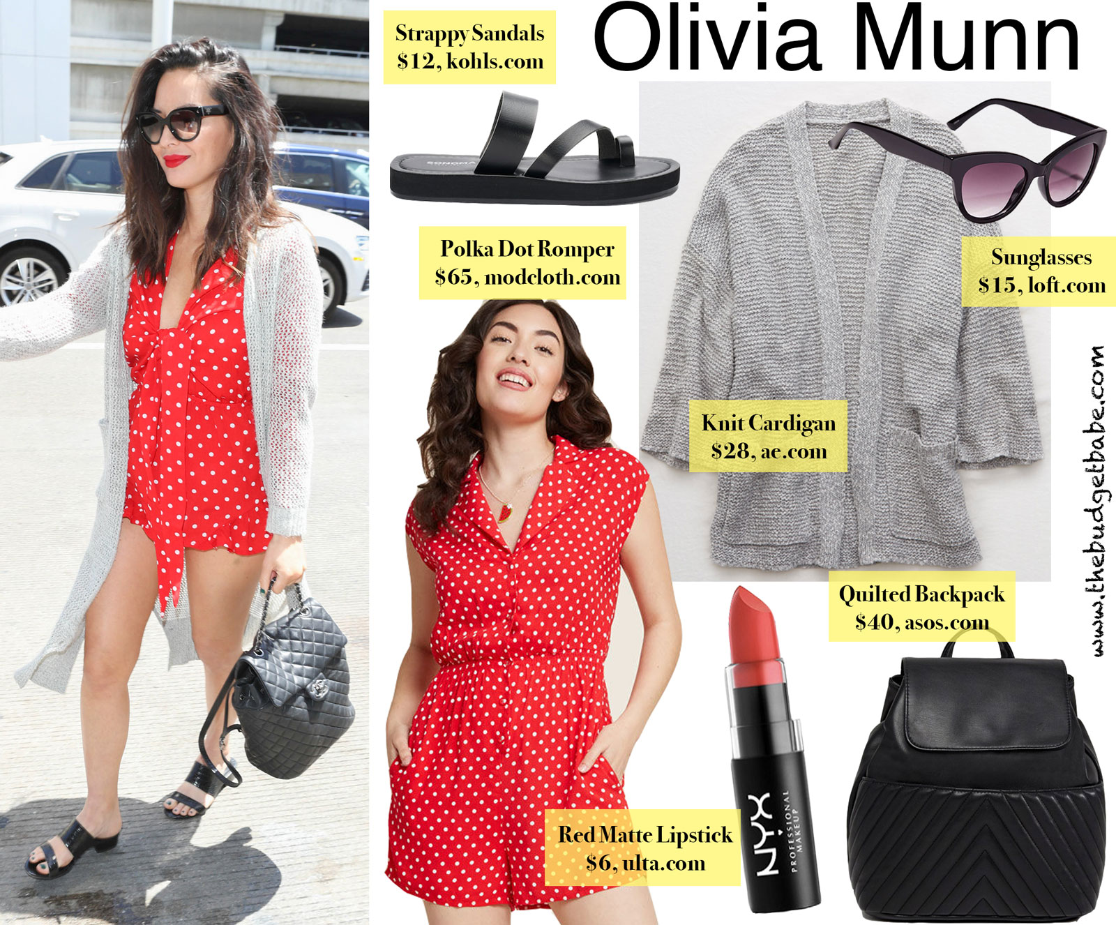 Olivia Munn Red Polka Dot Romper Look for Less