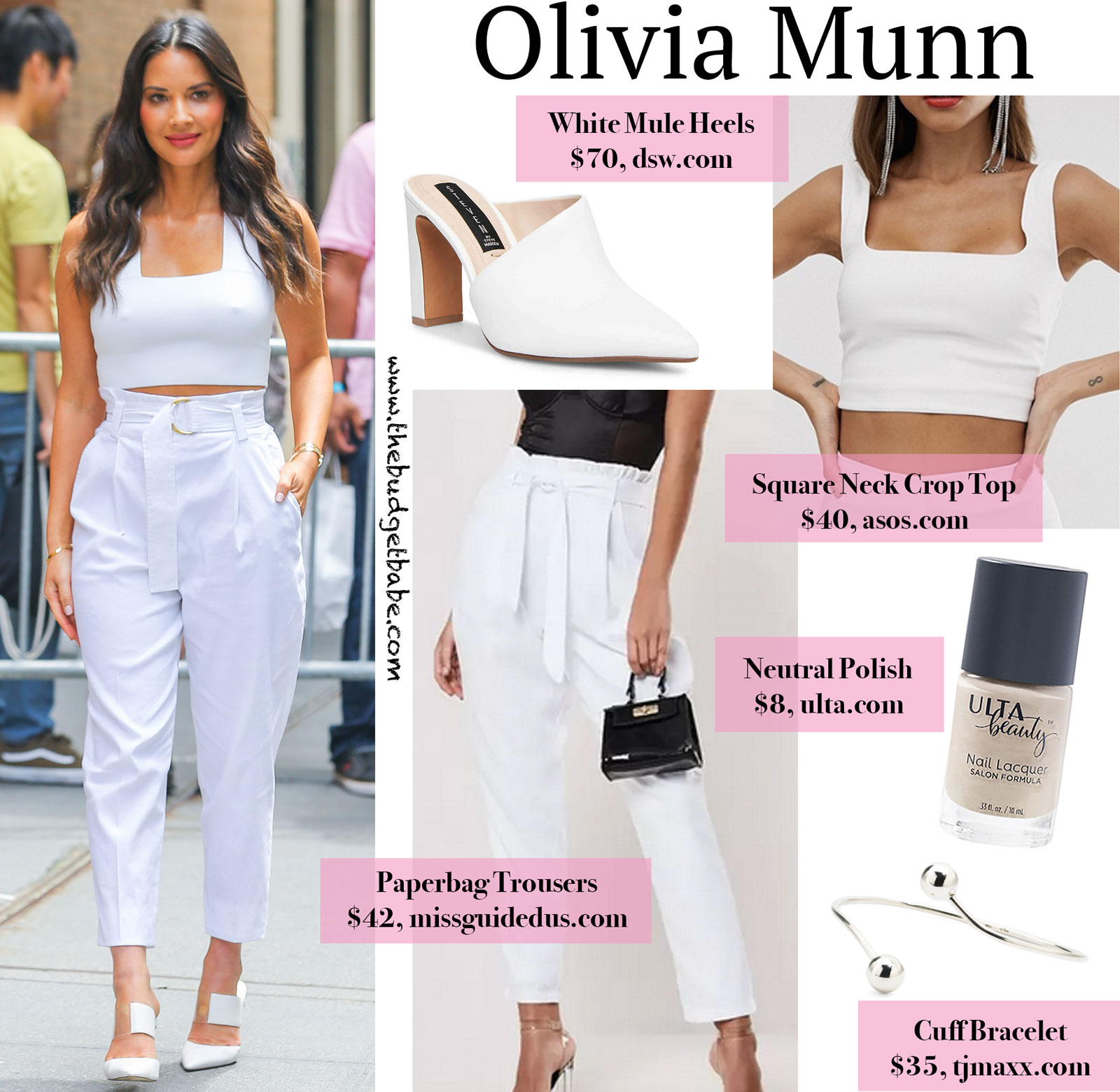 Olivia Munn White Paperbag Pants Look for Less