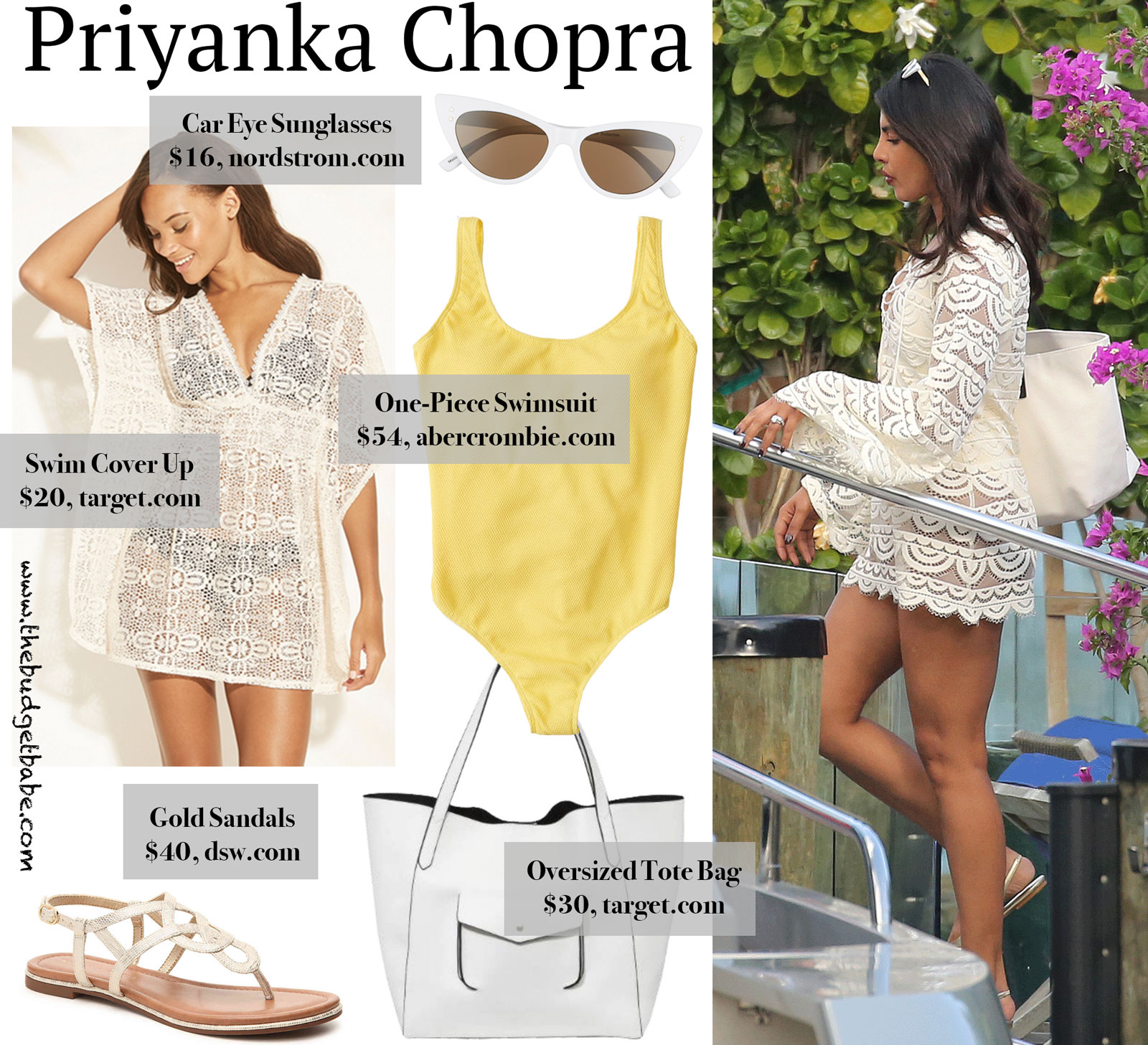 Priyanka Chopra White Swim Cover Up Look for Less