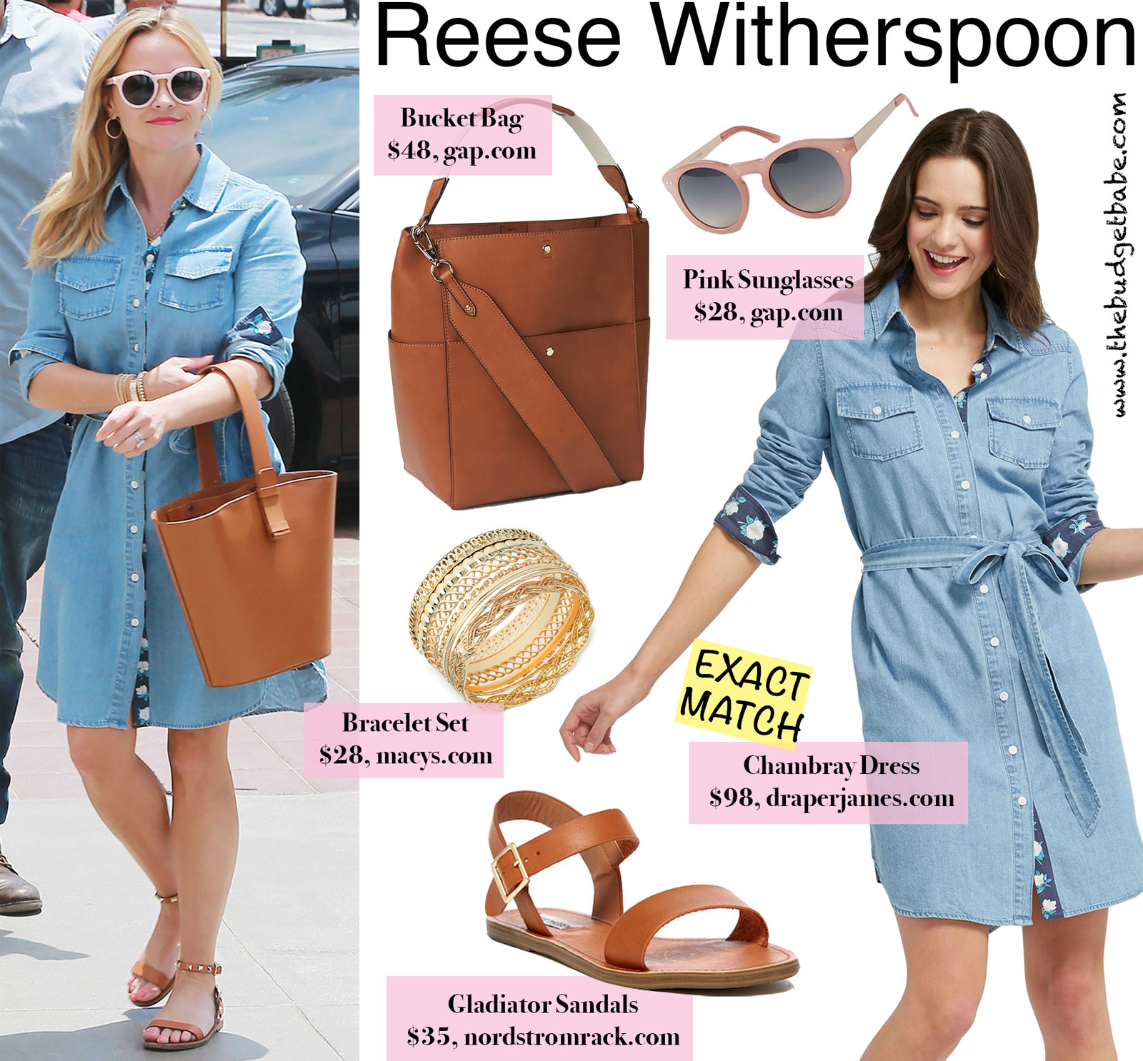 Reese Witherspoon Draper James Denim Dress Look for Less