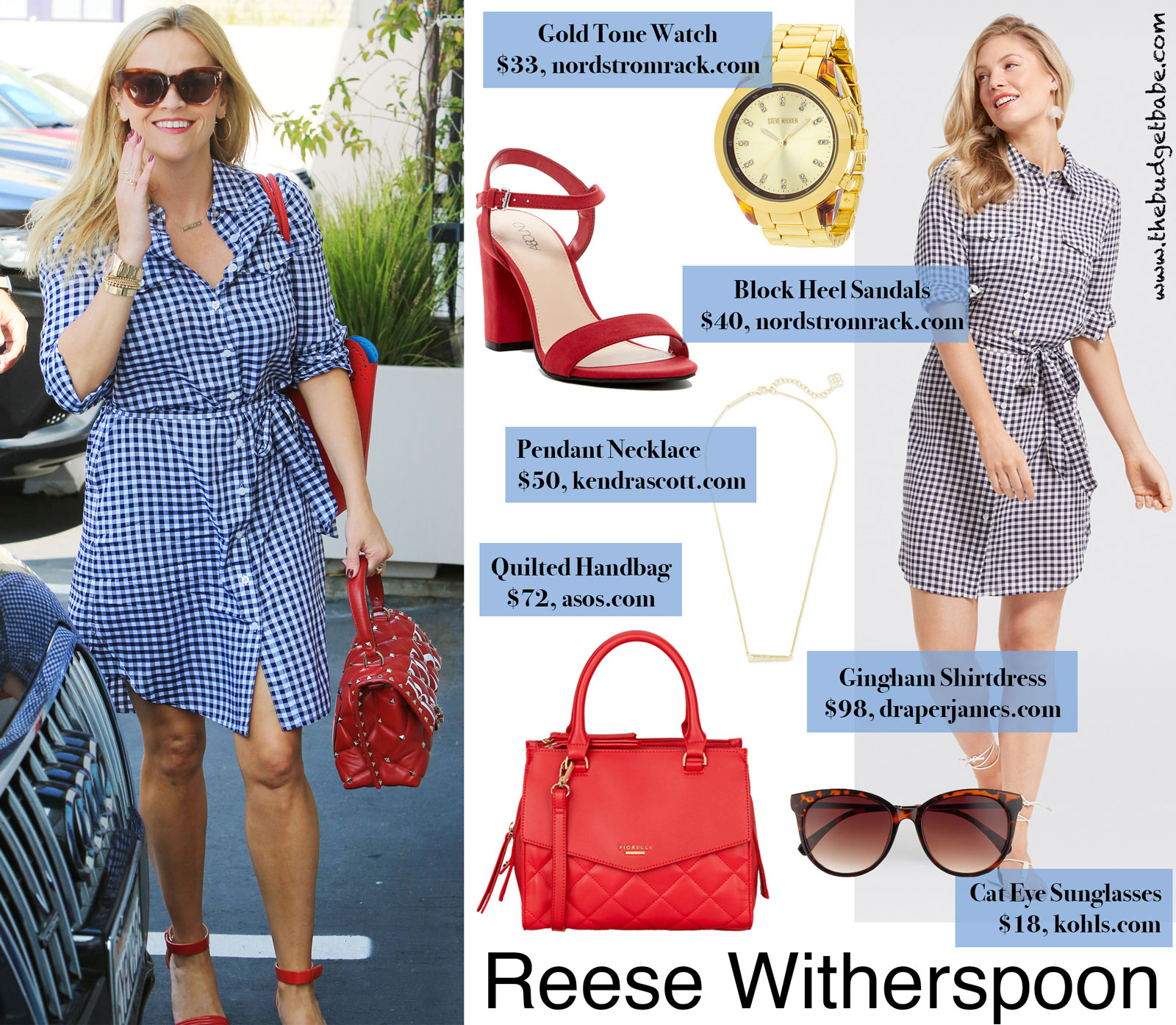 Reese Witherspoon Gingham Dress Look for Less