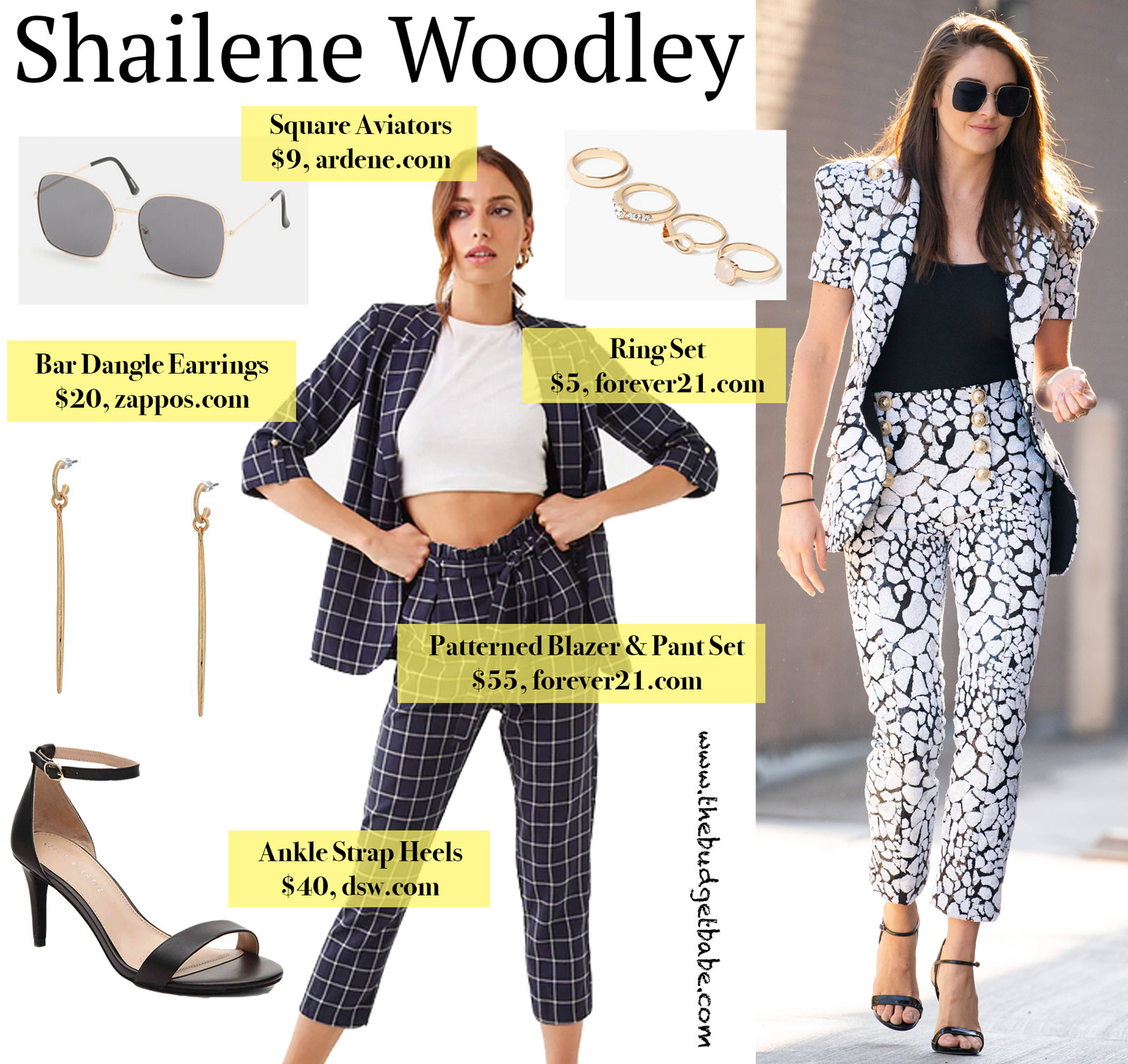 Shailene Woodley Patterned Pantsuit Look for Less