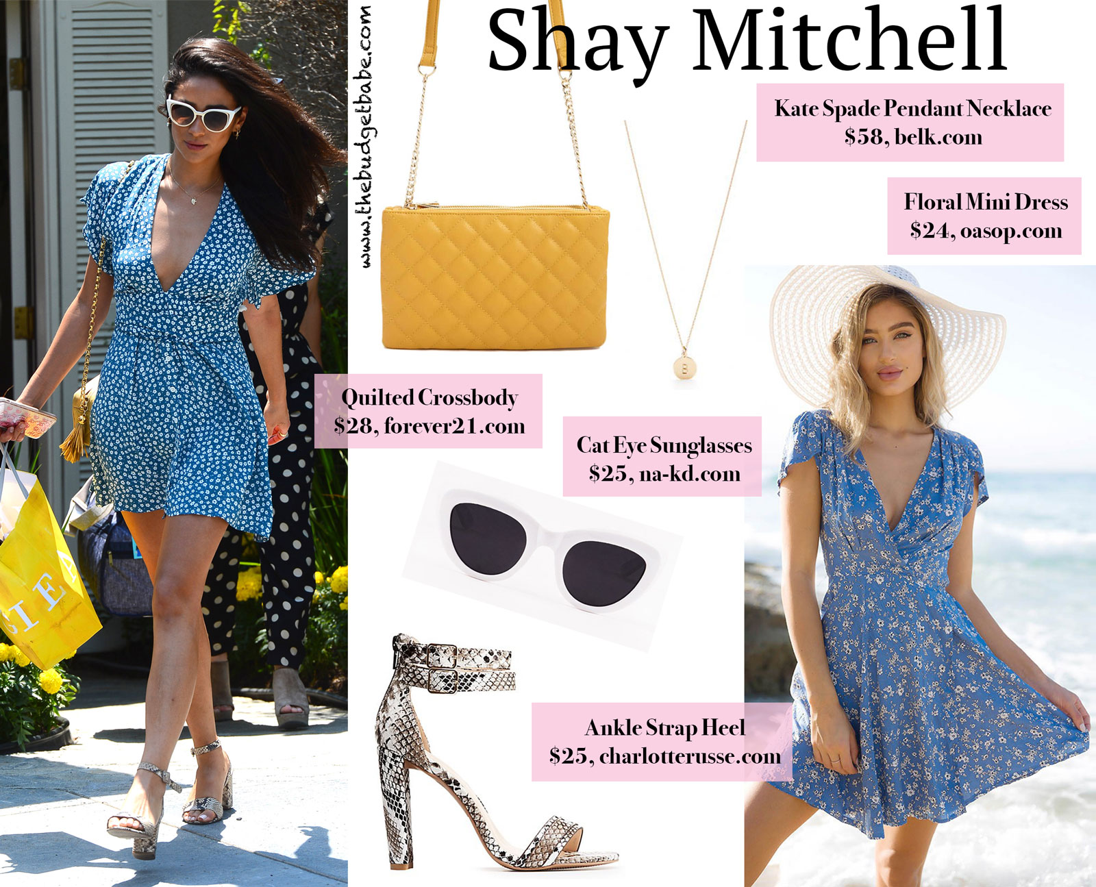 Shay Mitchell Blue Floral Mini Dress Look for Less