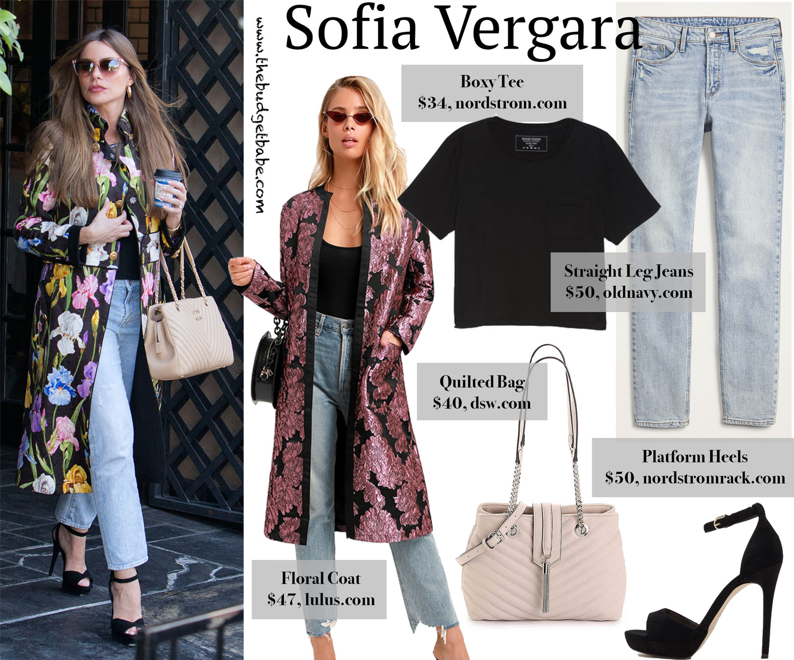 Sofia Vergara Floral Coat Look for Less
