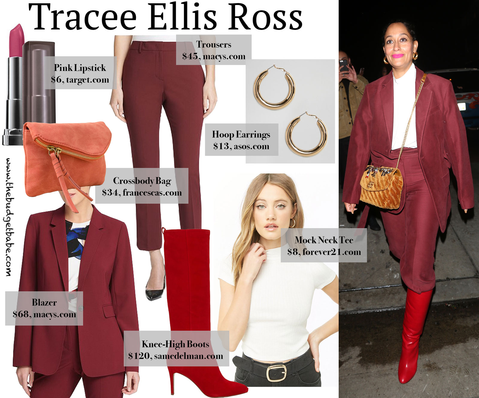 Tracee Ellis Ross Red Pant Suit Look for Less