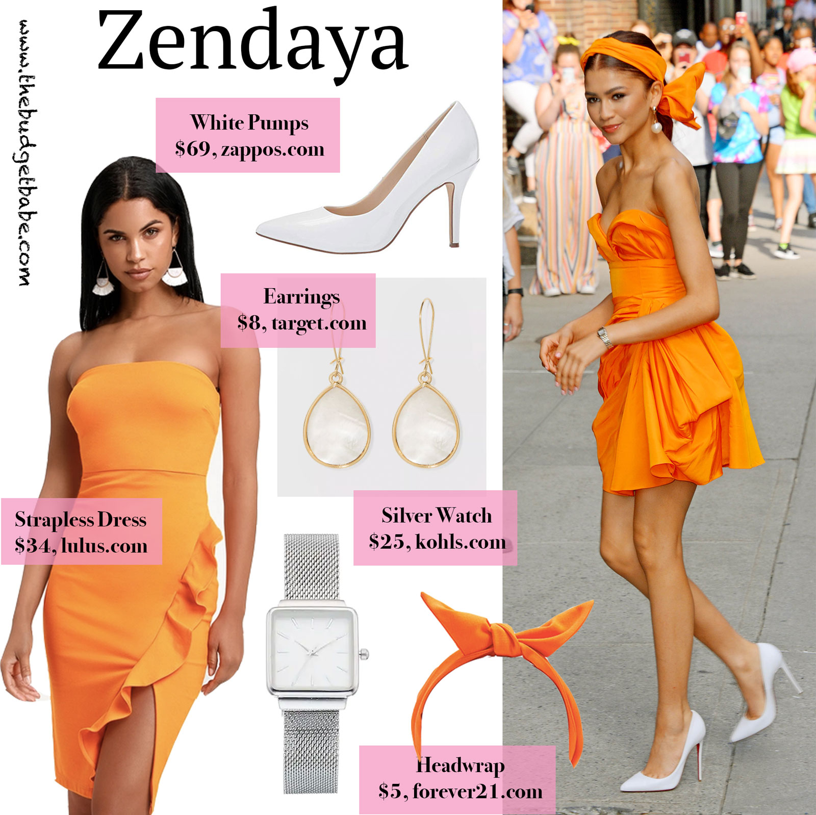 Zendaya Orange Dress Look for Less