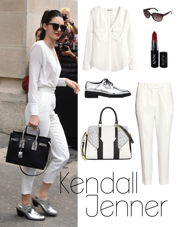 White Out: Kendall Jenner's White Separates and Silver Oxfords