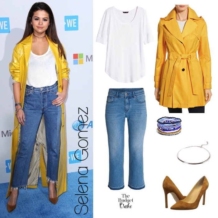 Selena Gomez Yellow Coat Kick-Flare Jeans