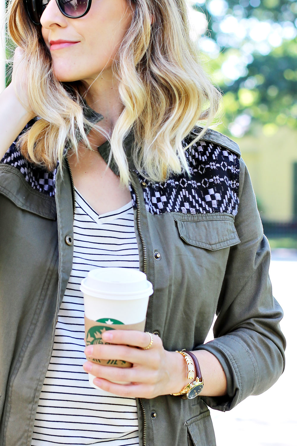 Pair a cargo jacket with a striped tee and lace-up flats for a chic back-to-school look.