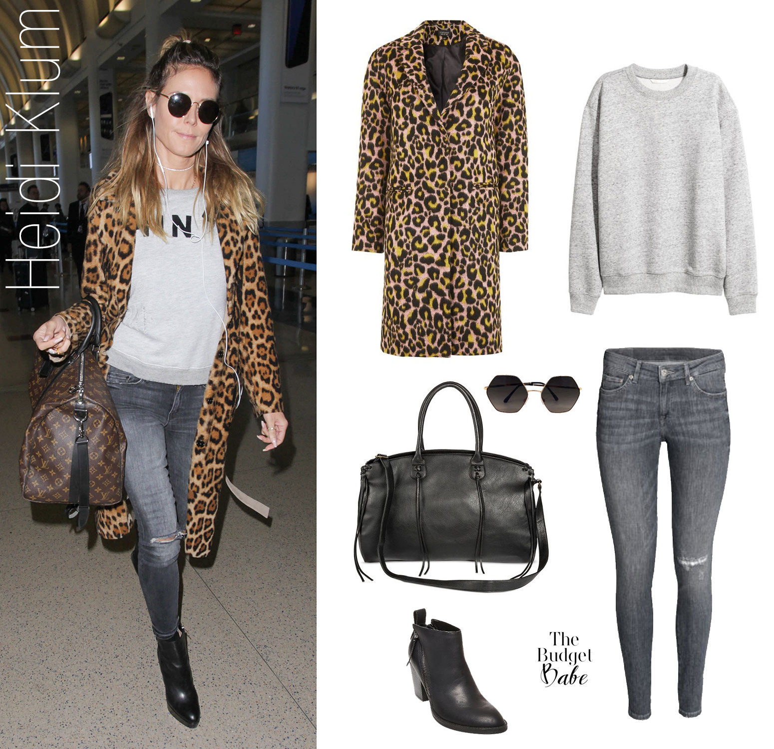 Heidi Klum's leopard coat airport style is on point.