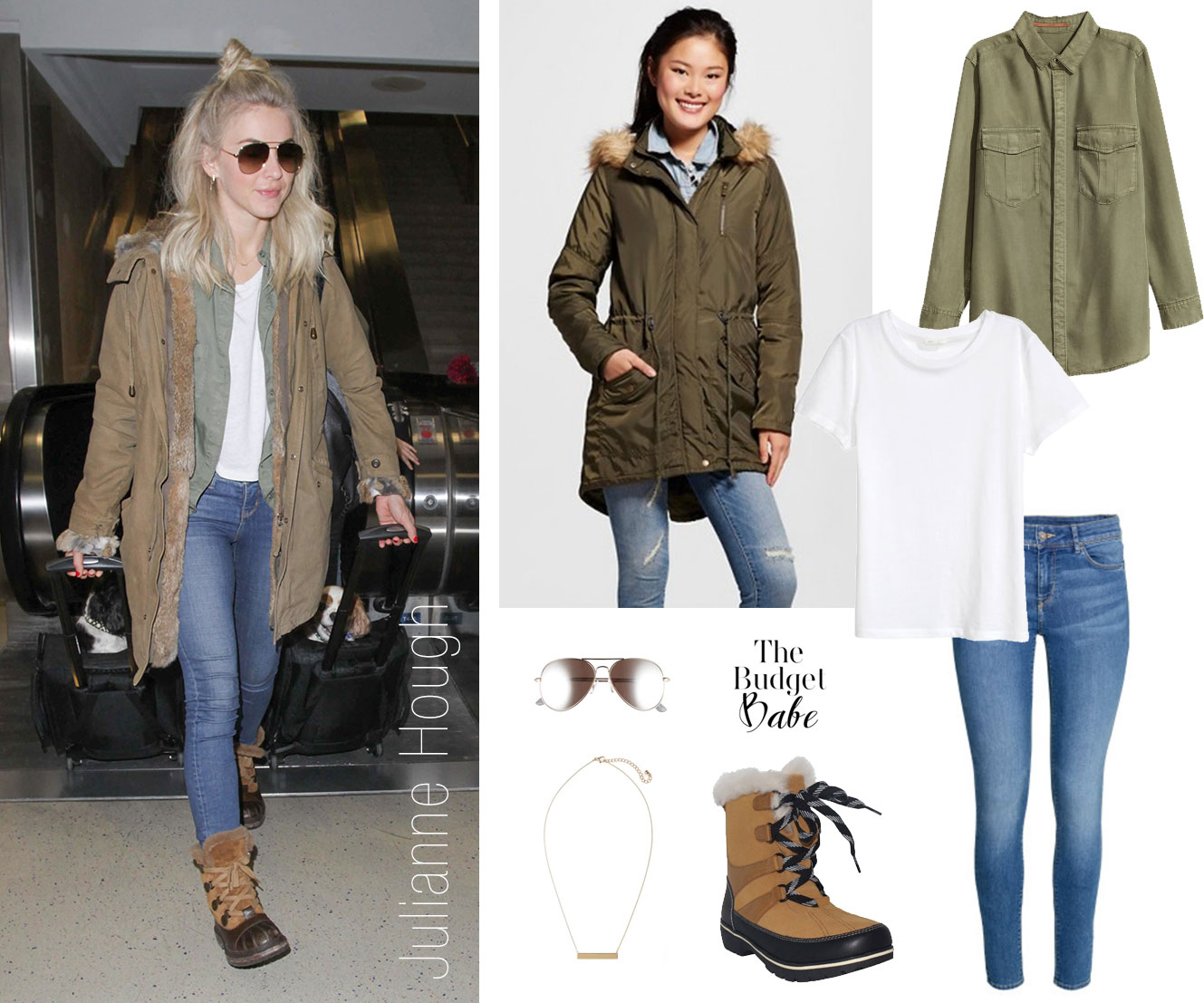 Julianne Hough looks winter chic in a parka and snow boots.