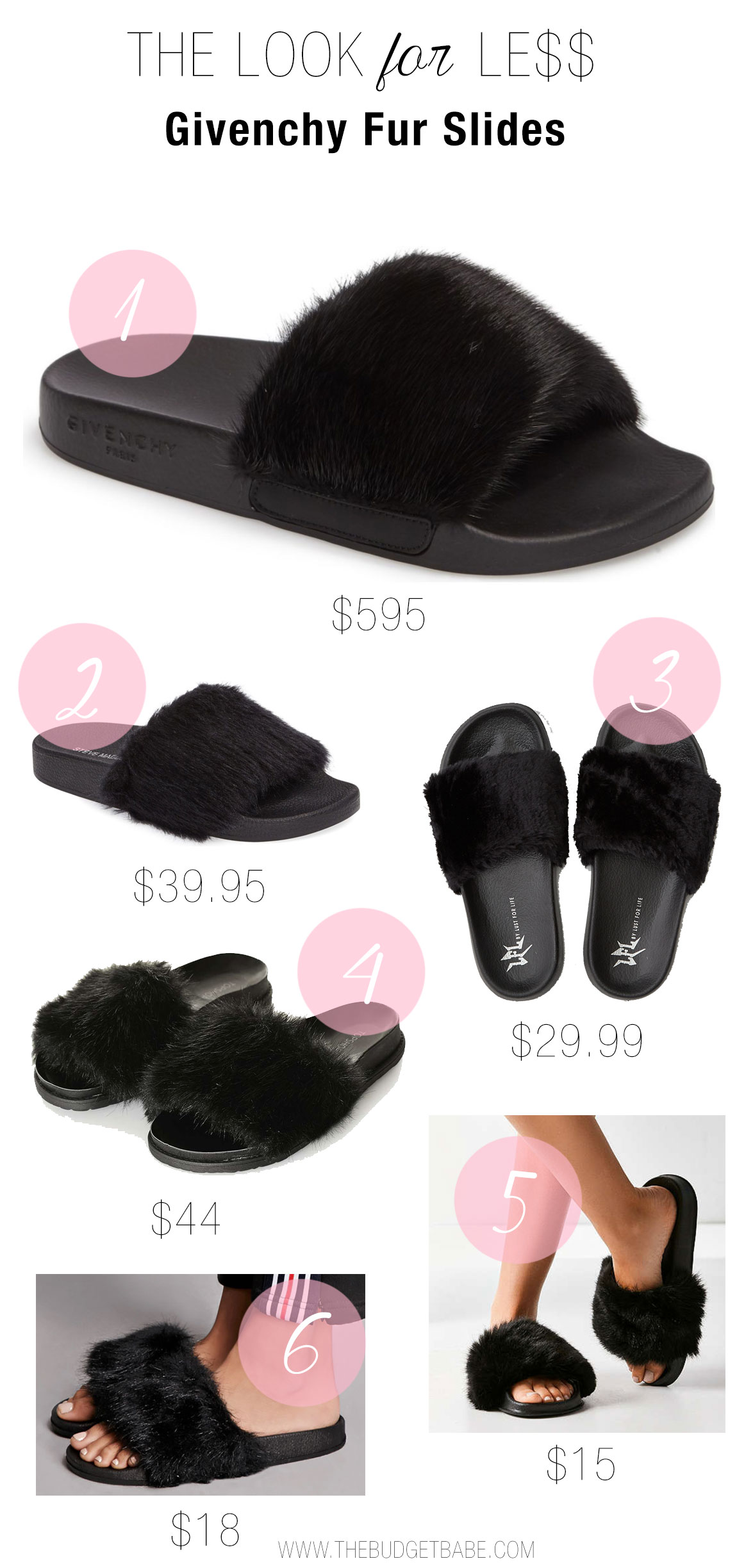 The Look for Less: Givenchy Fur Slide Sandals - The Budget Babe |  Affordable Fashion & Style Blog
