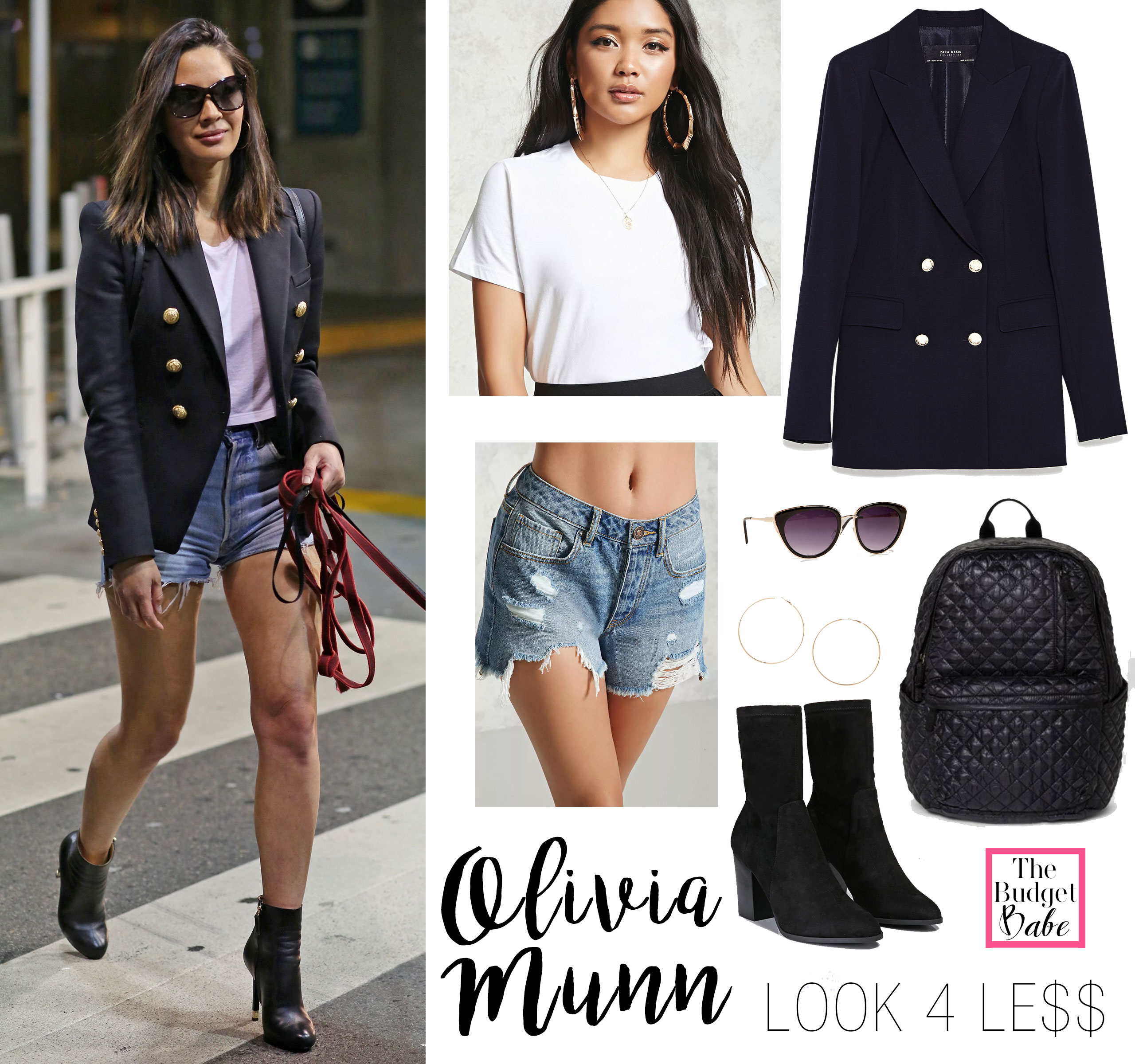 Olivia Munn's blazer and shorts look for less