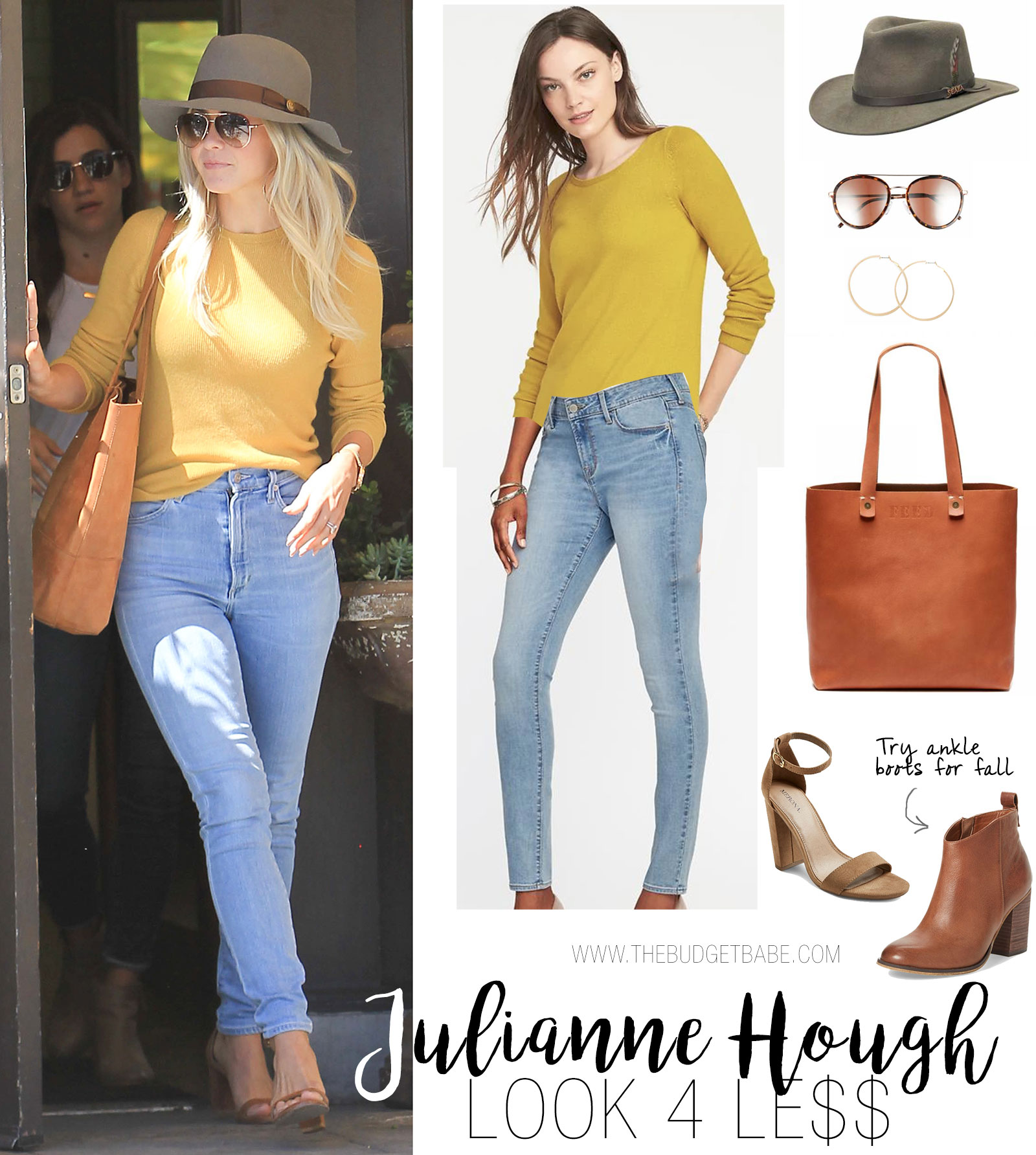 Try a yellow sweater with your favorite jeans for a casual fall outfit.