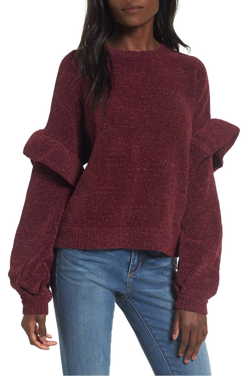 Ruffle Chenille Sweater