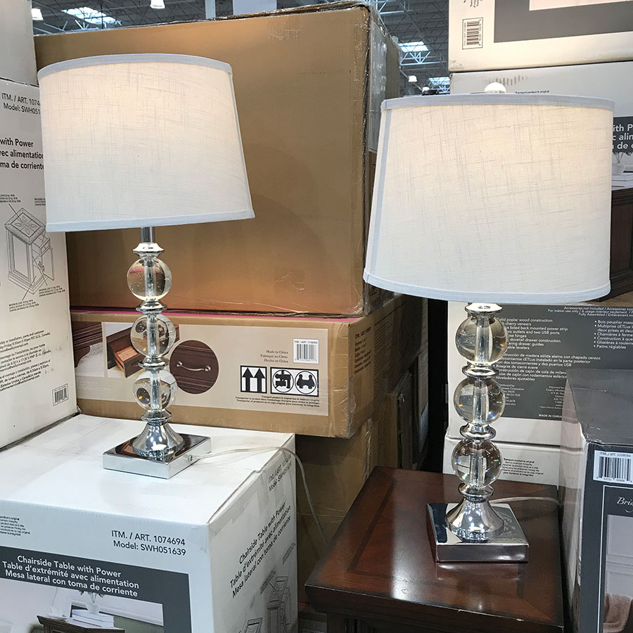 Gorgeous stacked crystal ball lamp set of 2 at Costco