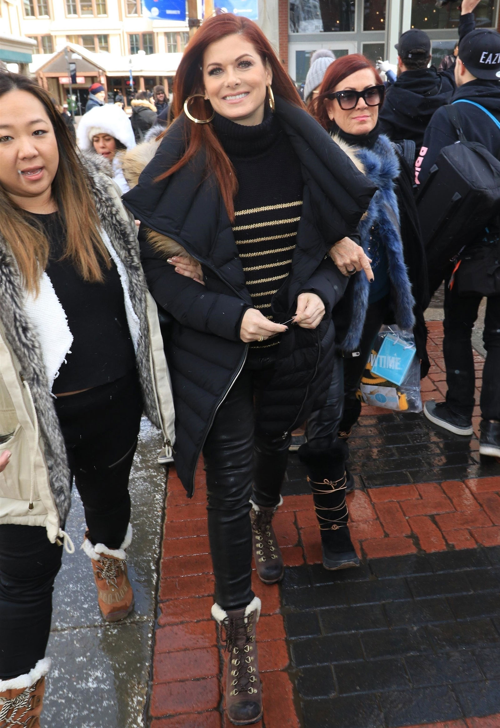 Debra Messing wears a Rudsak coat and Sorel boots while out and about at the Sundance Film Festival in Utah.