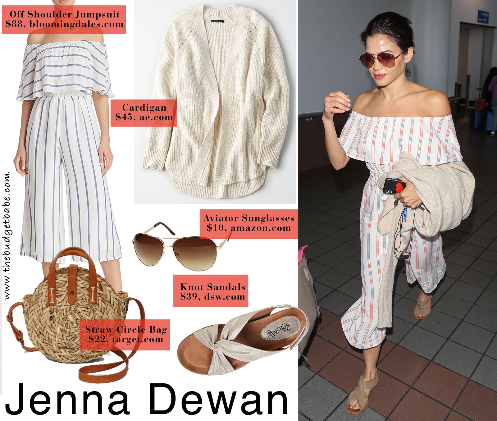 Jenna Dewan wears an off-the-shoulder jumpsuit by Cotton On