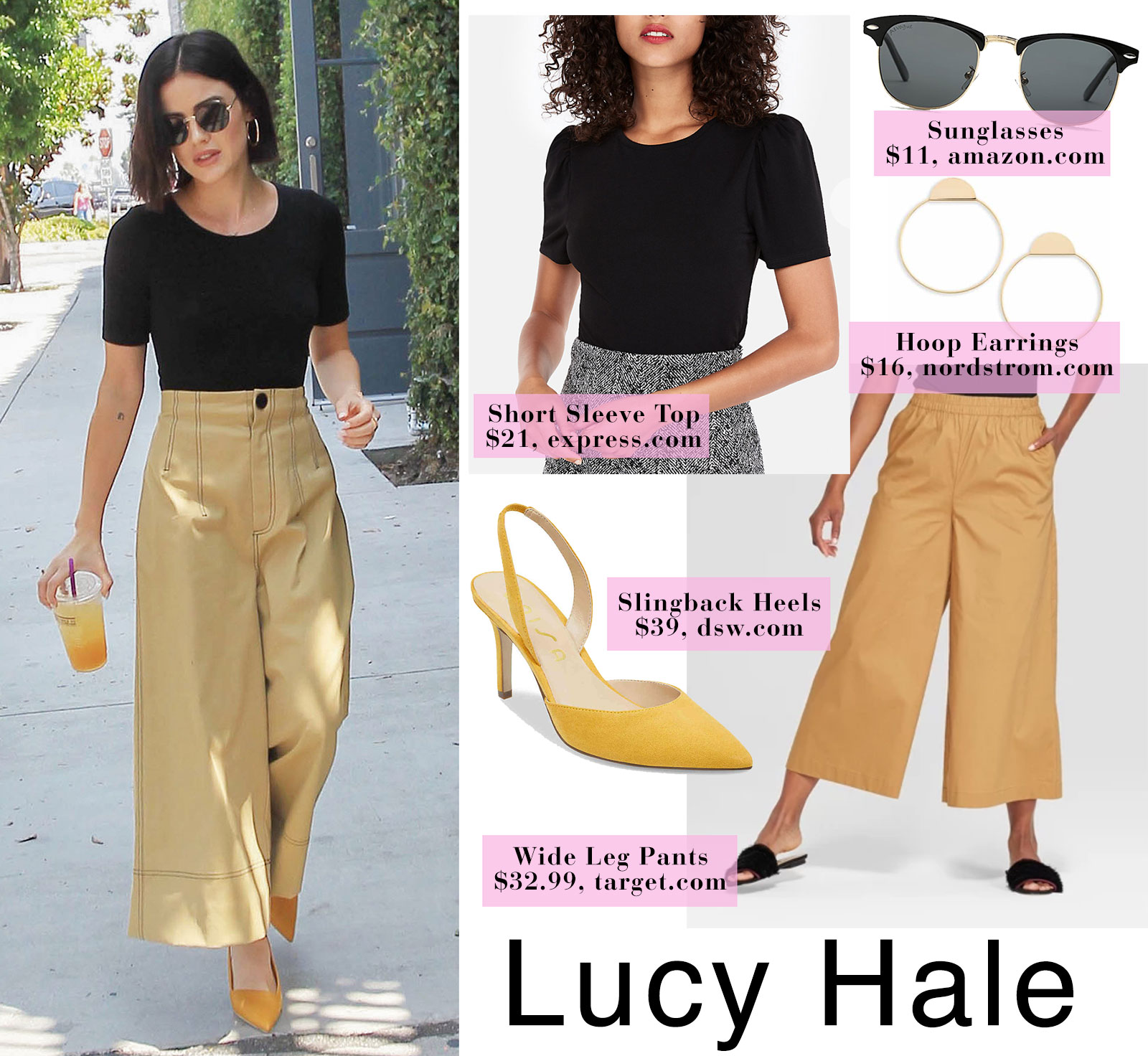 Lucy Hale look for less with wide leg crop pants from Target