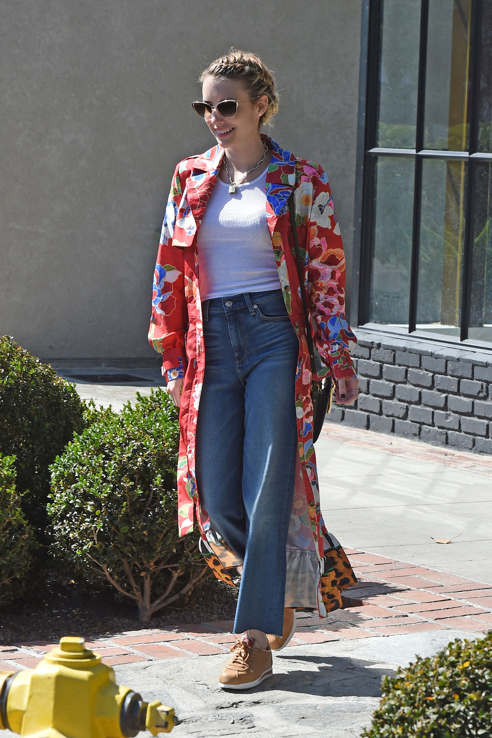 Emma Roberts' kimono and crop jeans look for less