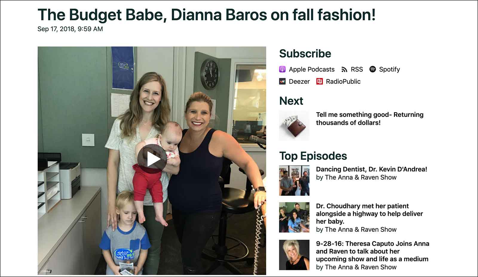 The Budget Babe Dianna Baros talks fall fashion on the Anna & Raven show Star 99.9