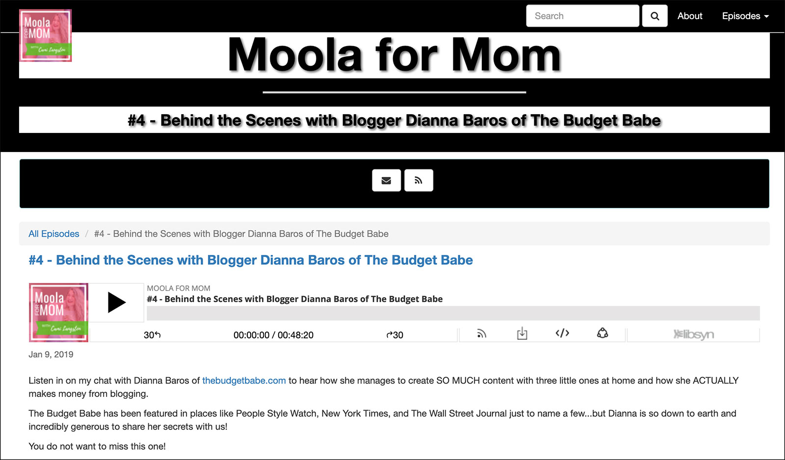 Moola for Mom podcast with The Budget Babe's Dianna Baros