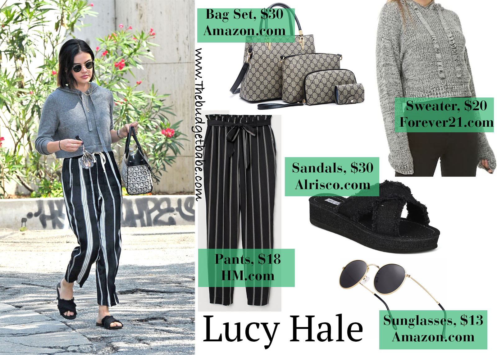 Lucy Hale Crop Sweater Striped Linen Pants