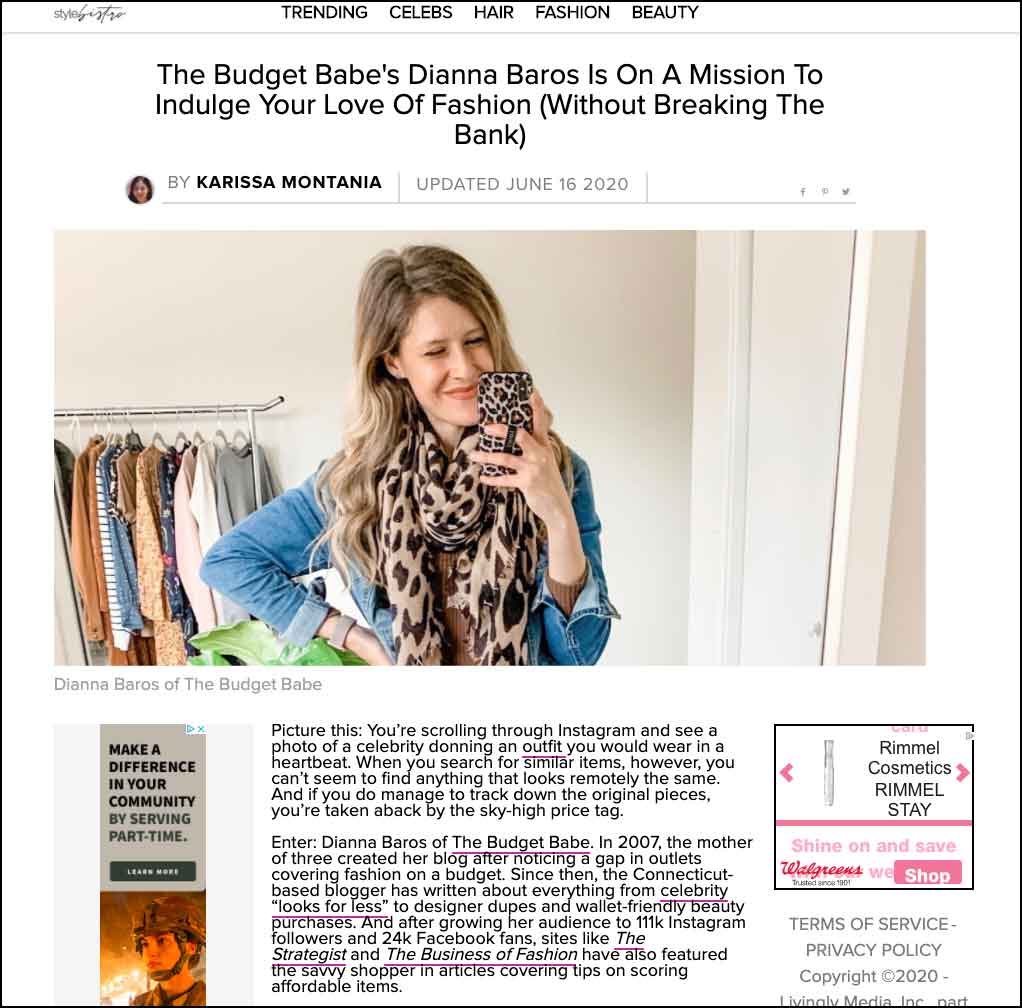 The Budget Babe featured in Style Bistro