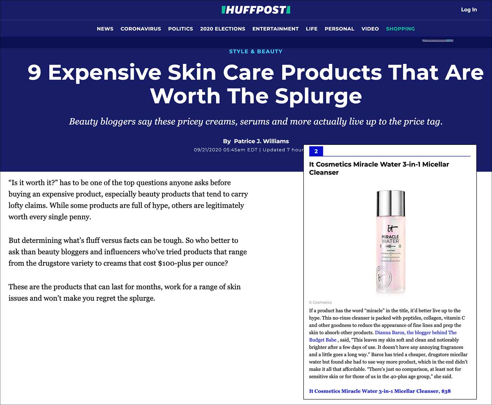The Budget Babe's Dianna Baros talks to HuffPost about beauty buys worth the splurge.