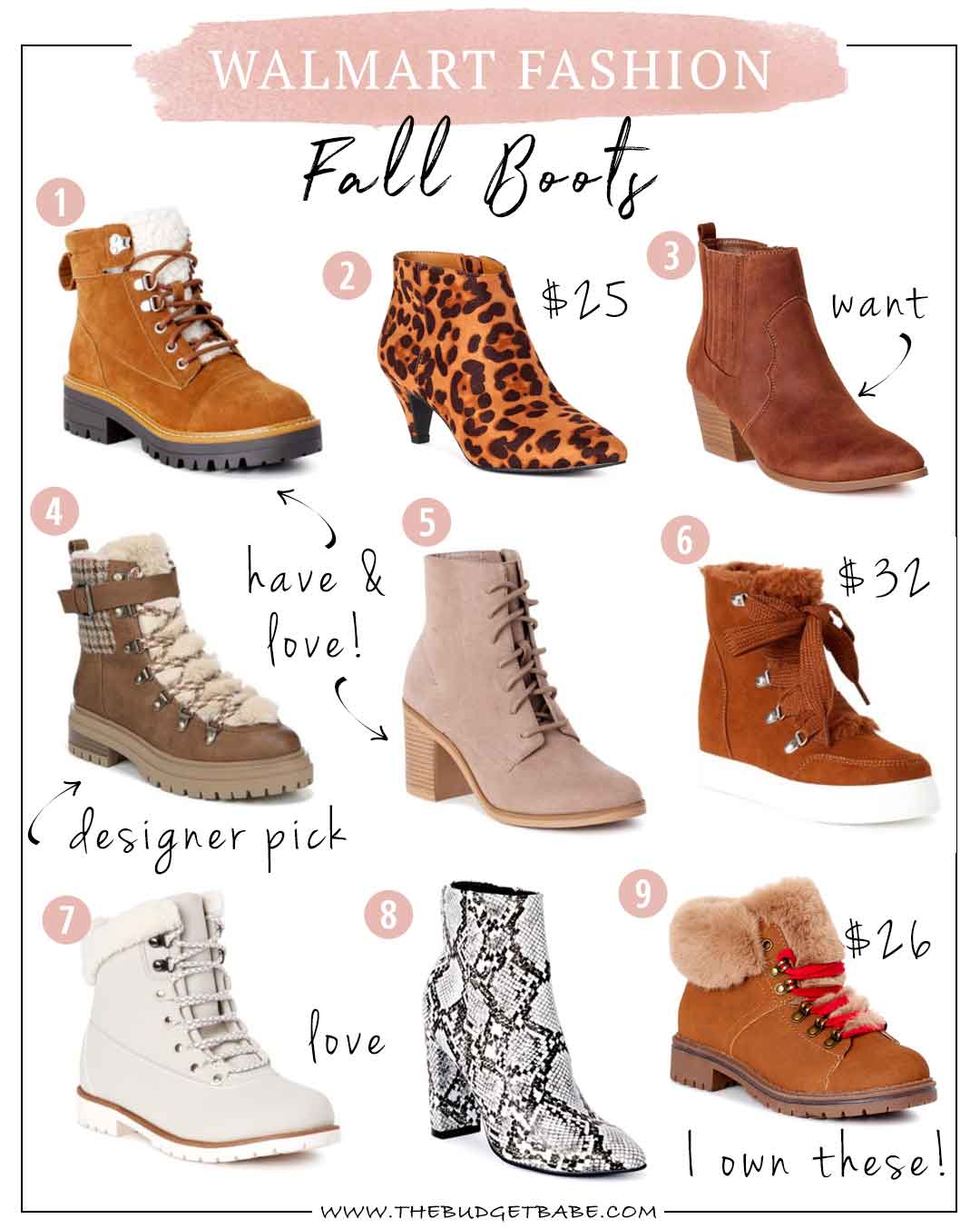 Walmart Fashion Best Fall Boots Under $50
