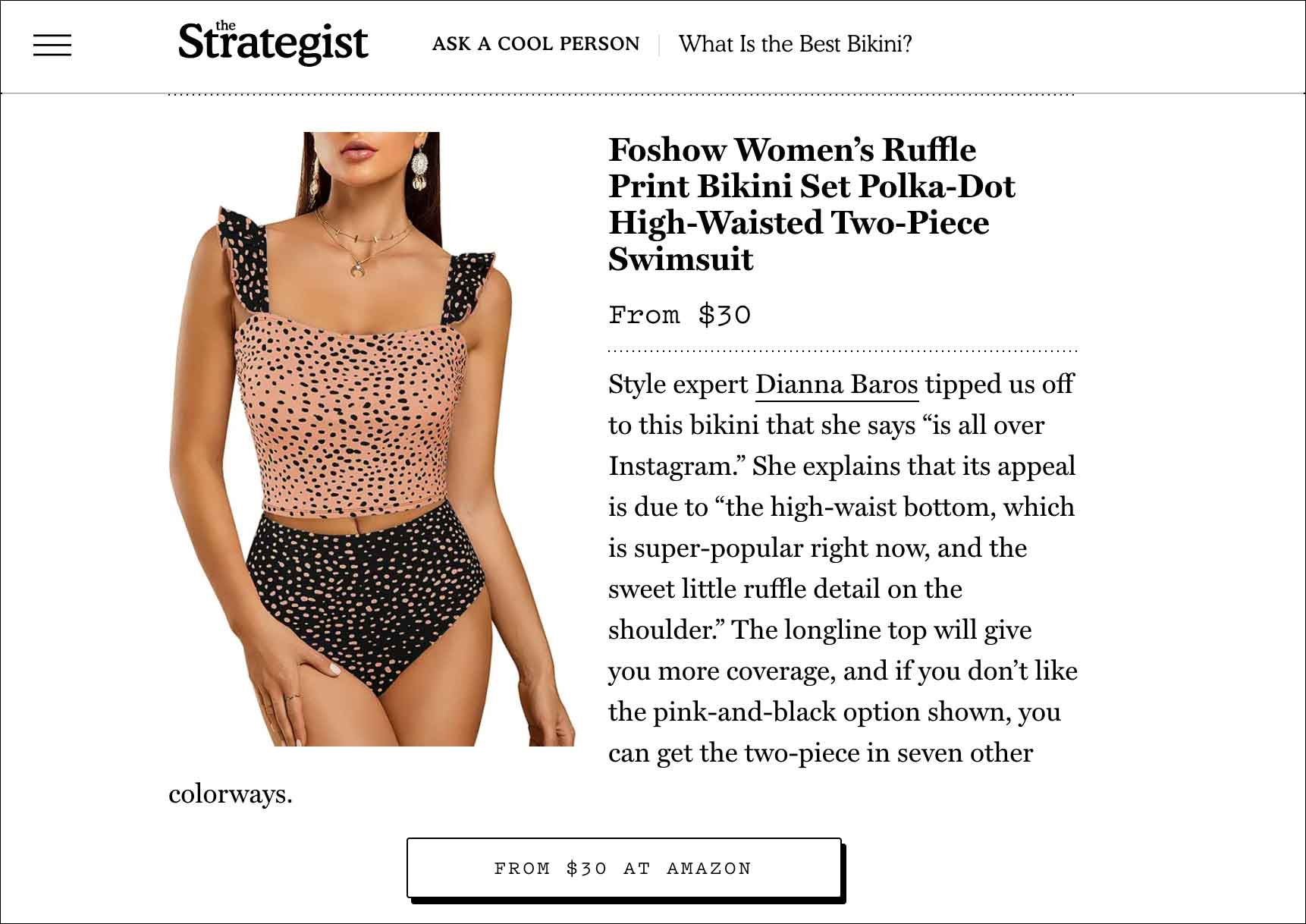 Dianna Baros shares top bikini picks for 2021 with The Strategist.