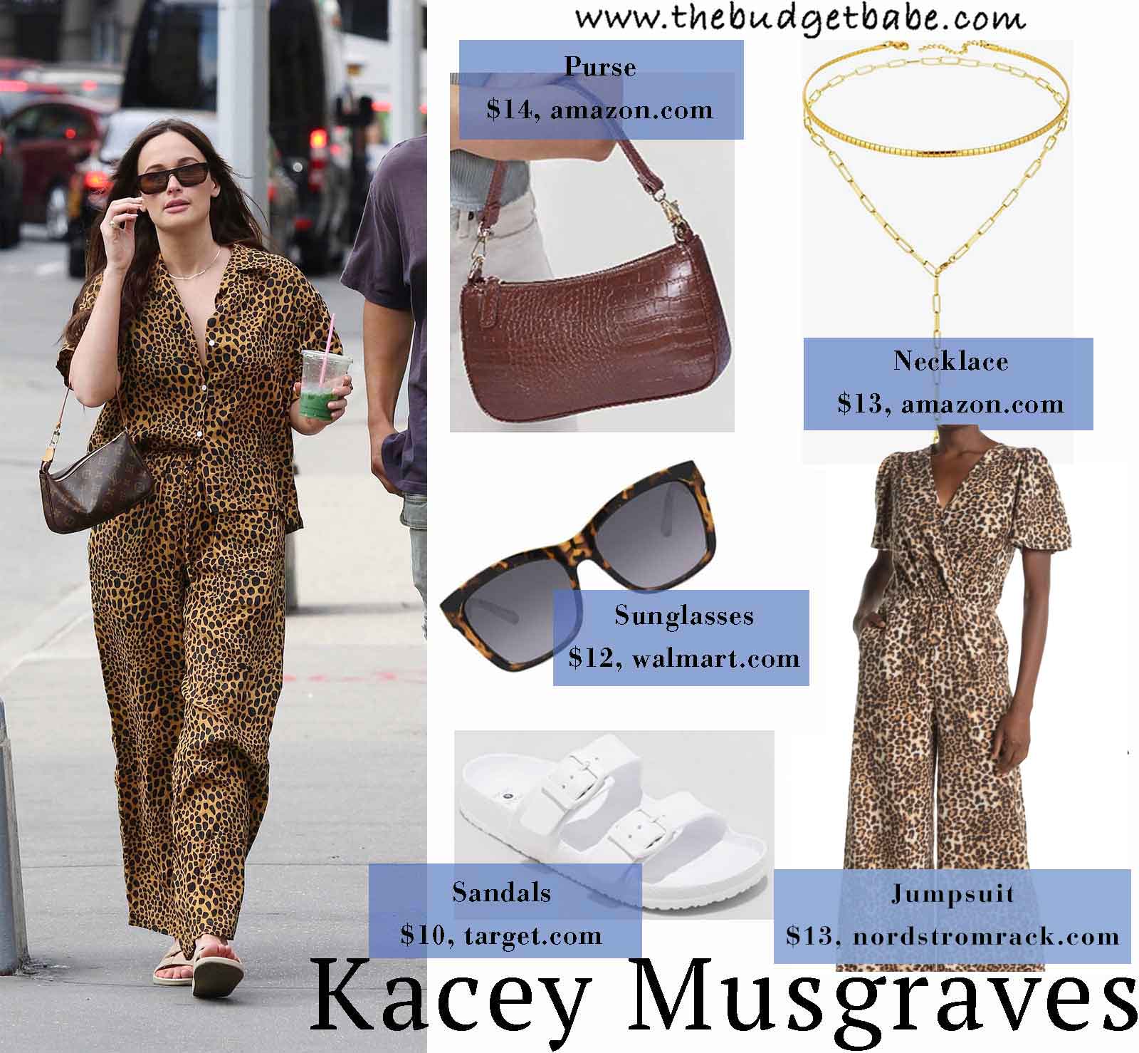 Kacey Musgraves' Leopard Set and Double Strap Slides Look for Less