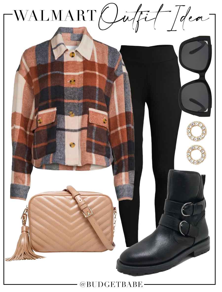 Walmart outfit ideas for fall/winter, affordable, denim boots and cold weather accessories!