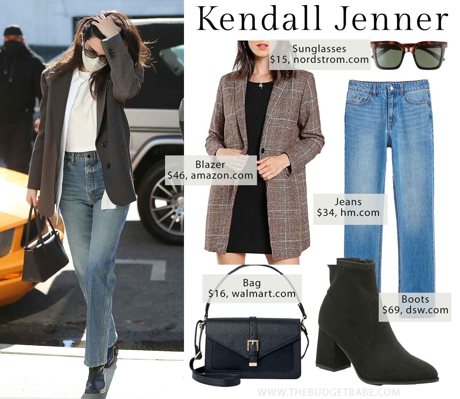 Kendall Jenner's brown blazer and straight slim jeans