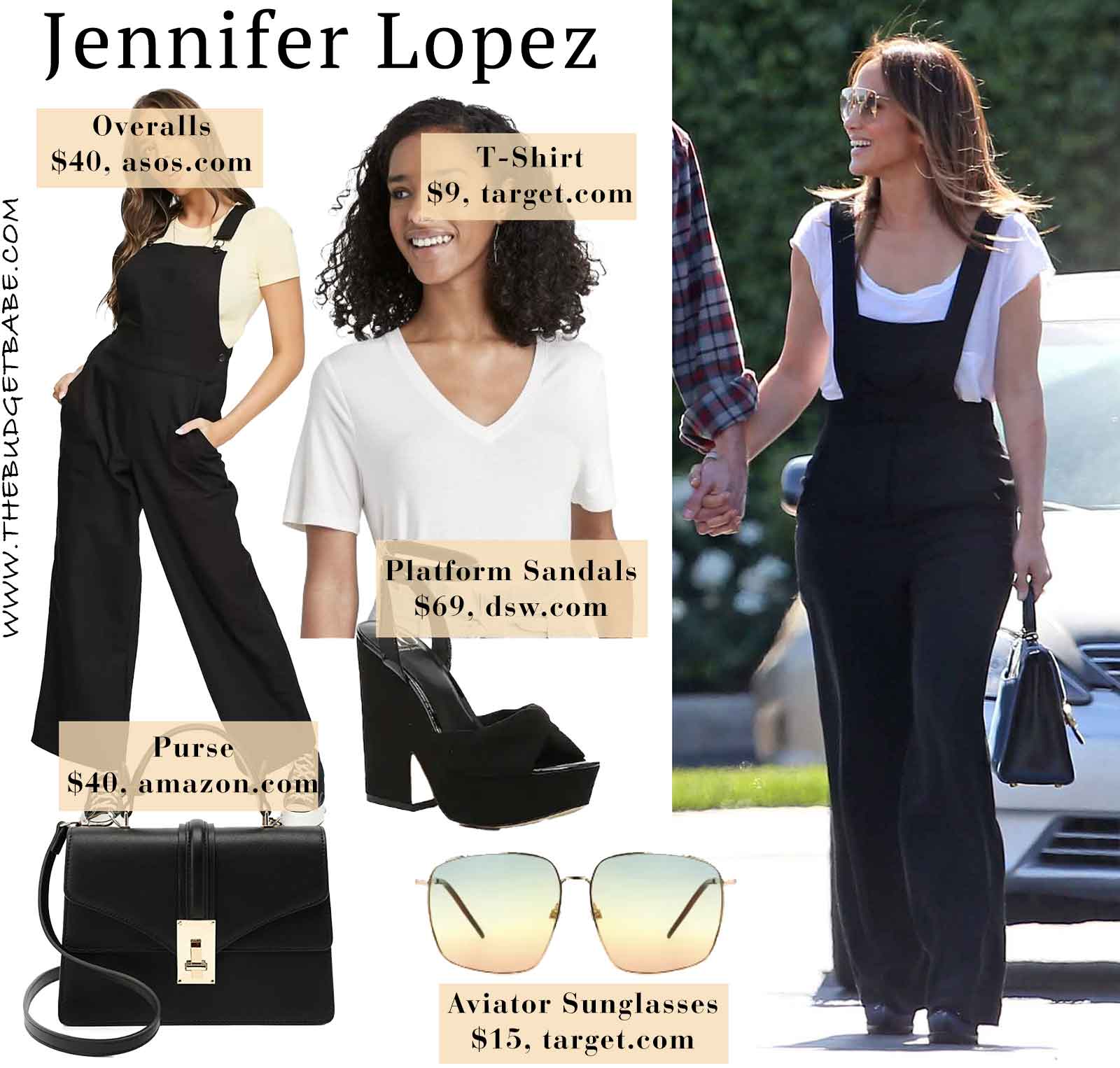 J.Lo is stylish in black overalls