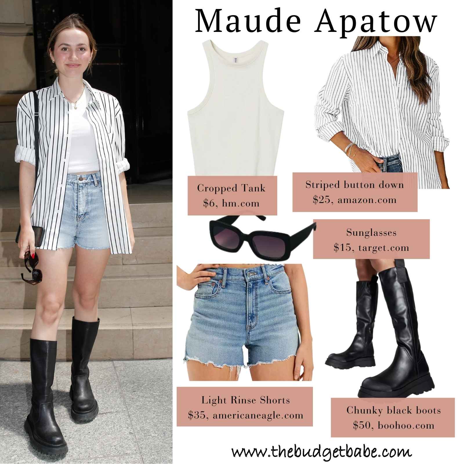 Maude Apatow Casual Shorts and Button Down Celebrity Looks for Less