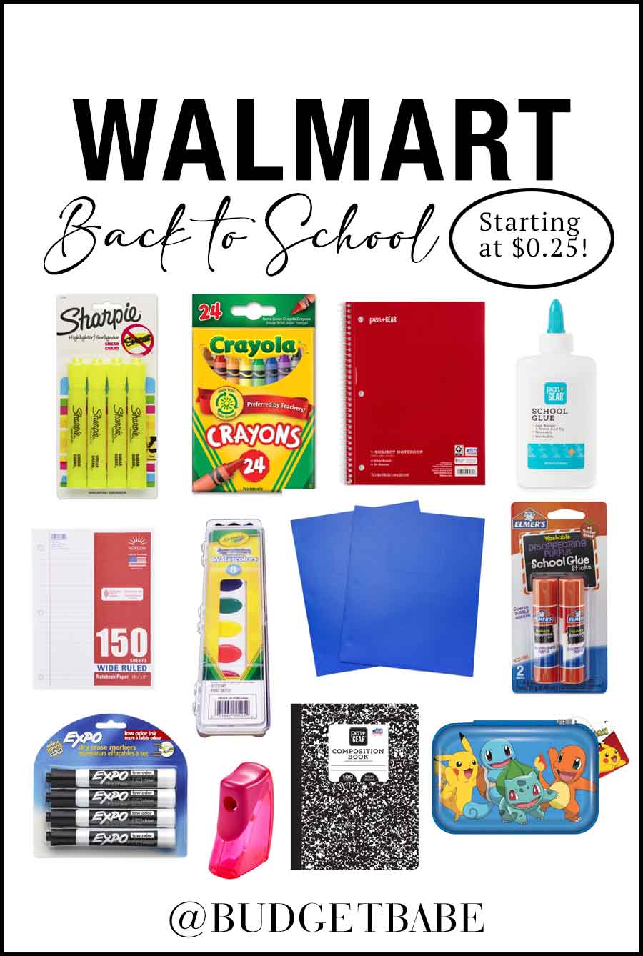 Walmart back to school supplies start at just $0.25!