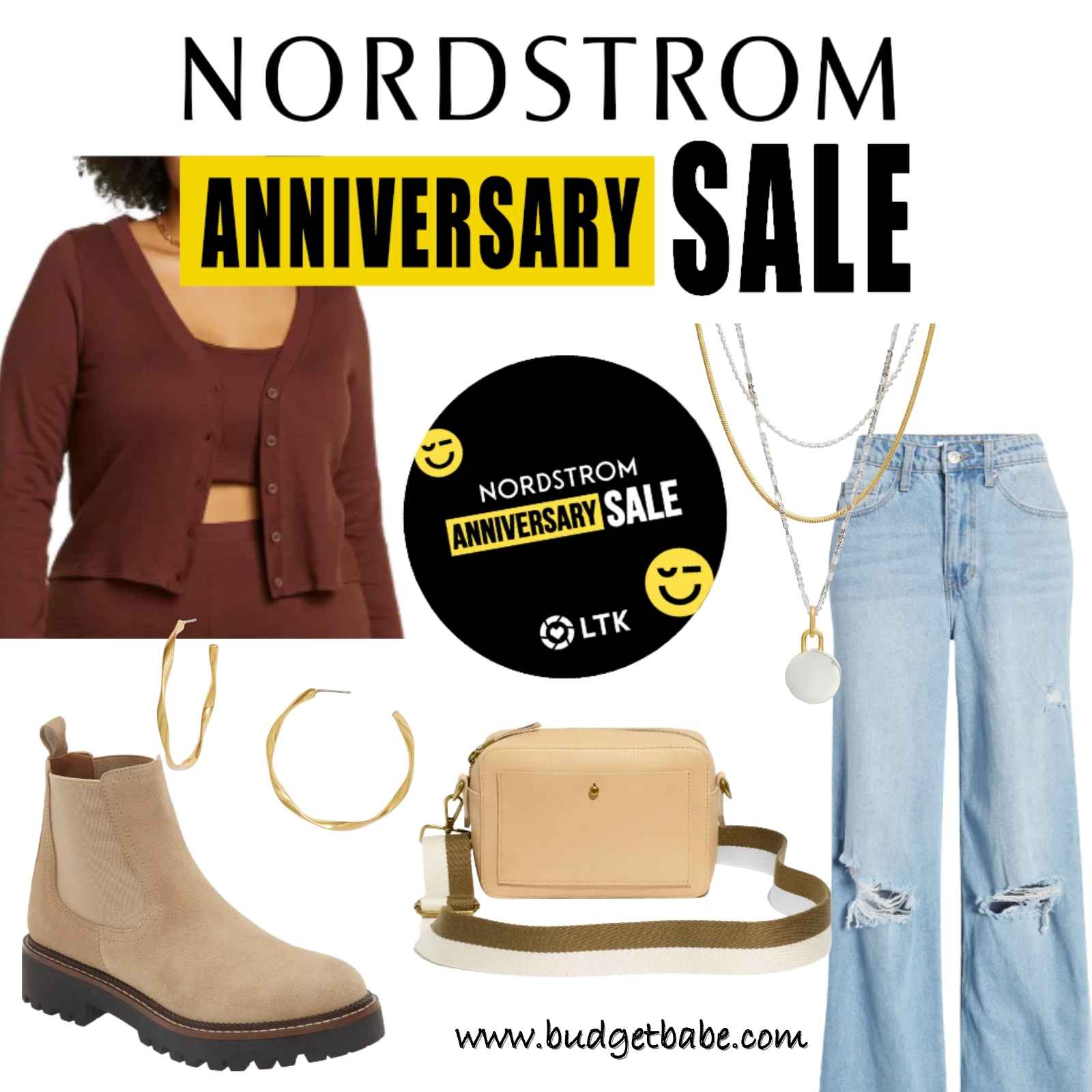 Outfit ideas from Nordstrom Anniversary Sale - cropped sweater set and wide leg jeans