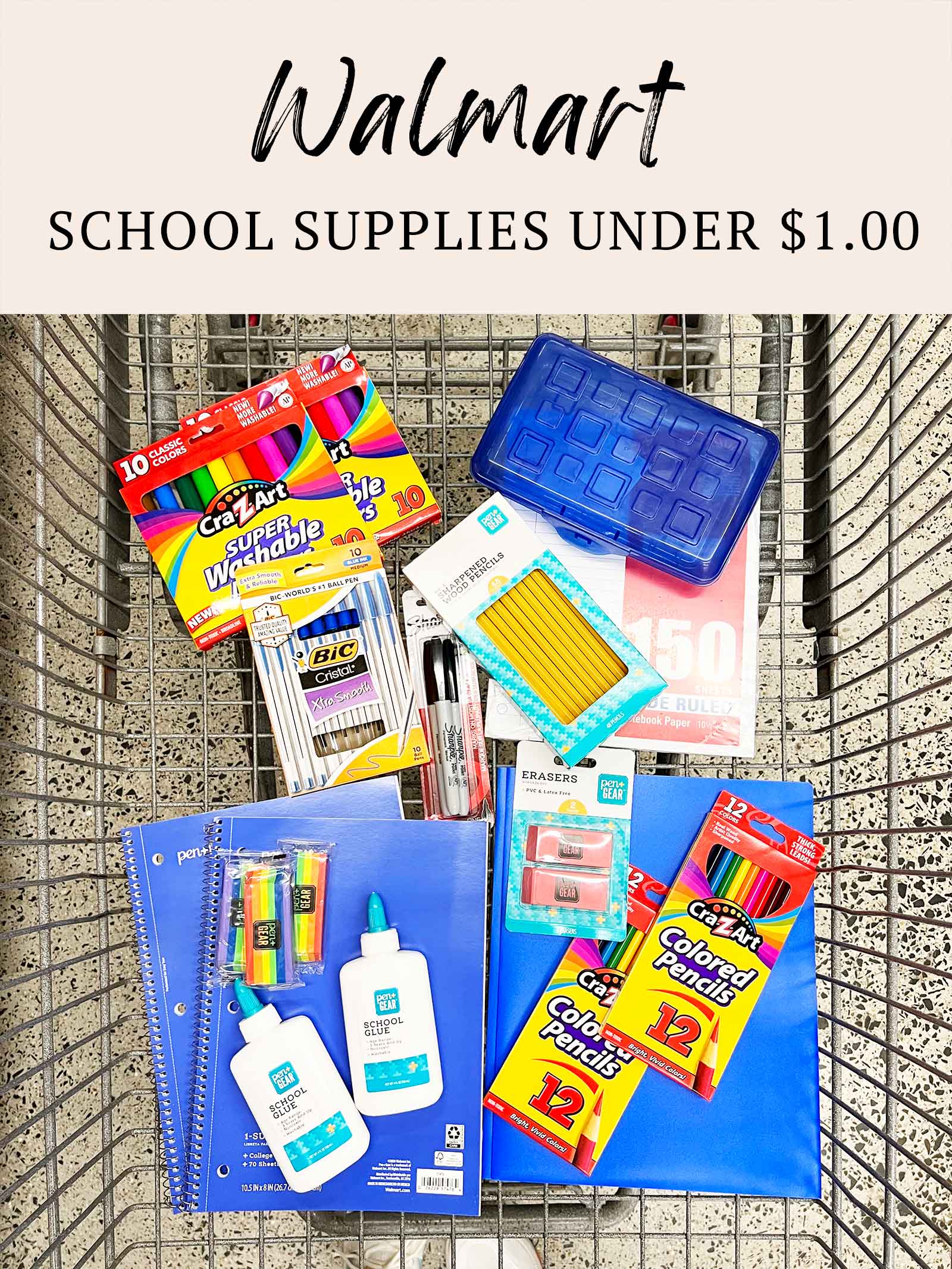 Walmart has school supplies under $1.00!