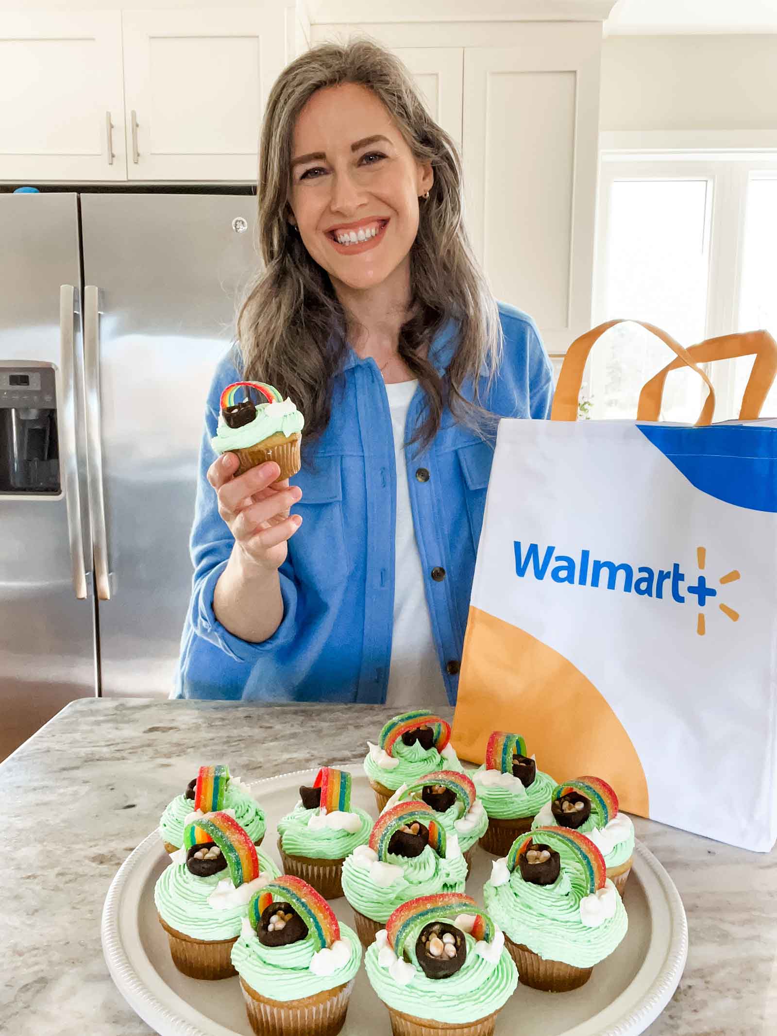 Get everything you need to make St. Patrick's Day rainbow cupcakes delivered free with your Walmart+ membership! #ad